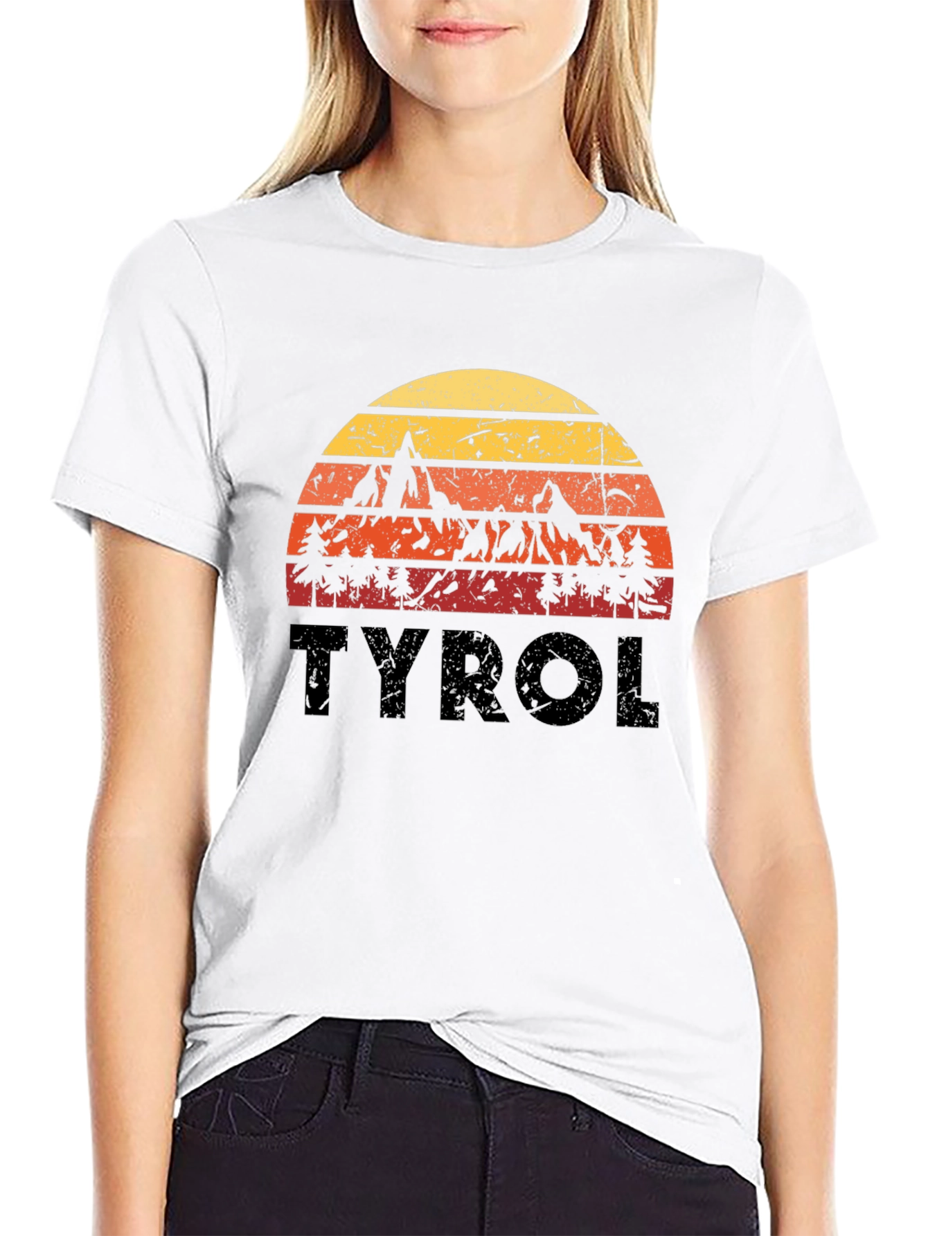Tyrol Retro Sunset Black T-Shirt