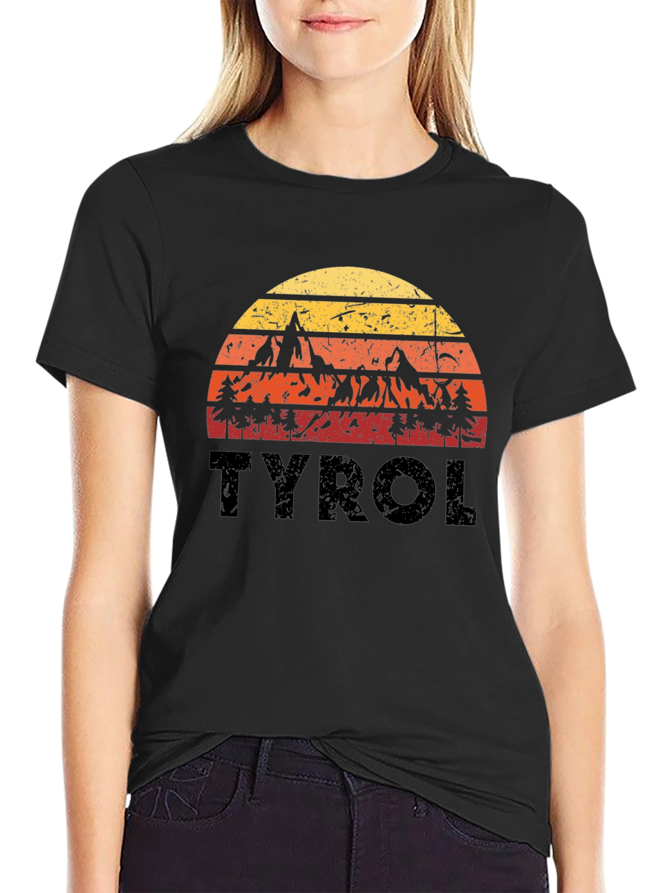 Tyrol Retro Sunset Black T-Shirt