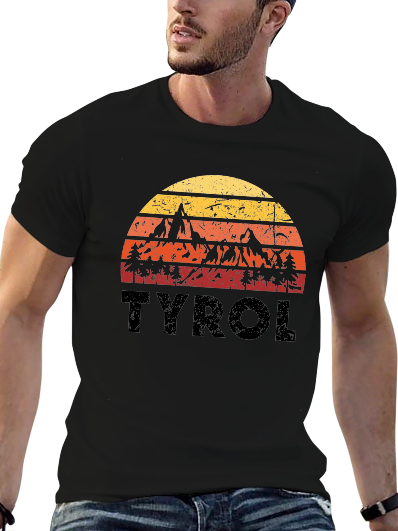 Tyrol Retro Sunset Black T-Shirt