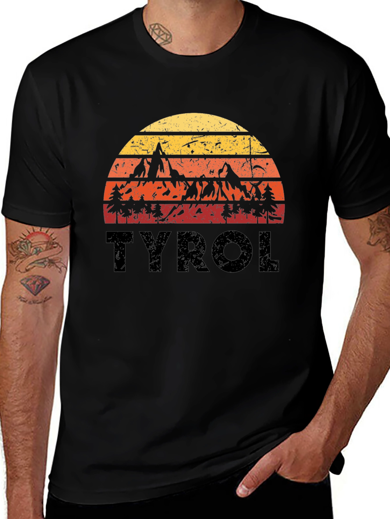 Tyrol Retro Sunset Black T-Shirt
