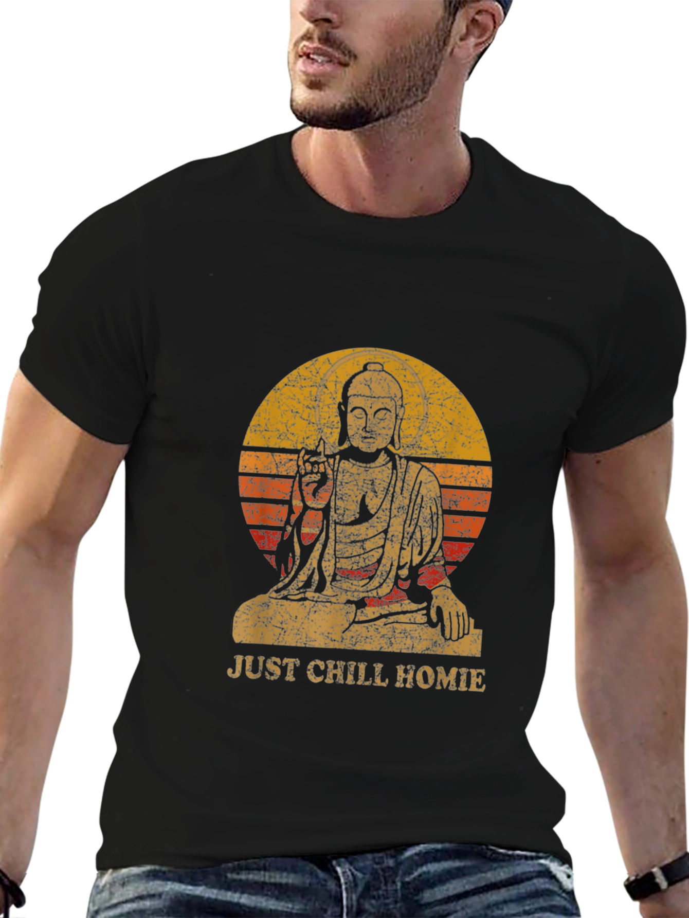 Just Chill Homie Buddha Graphic Tee - Relaxed Fit