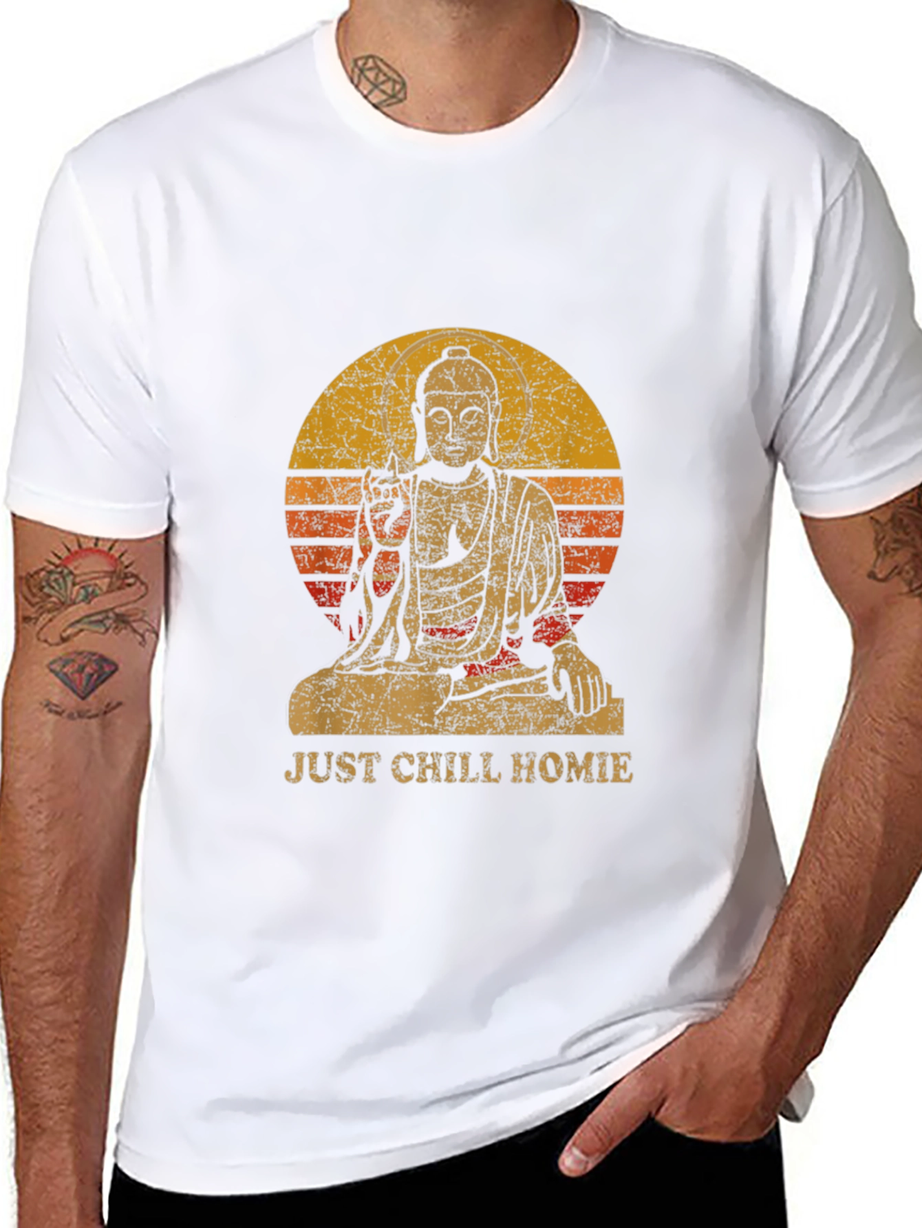 Just Chill Homie Buddha Graphic Tee - Relaxed Fit