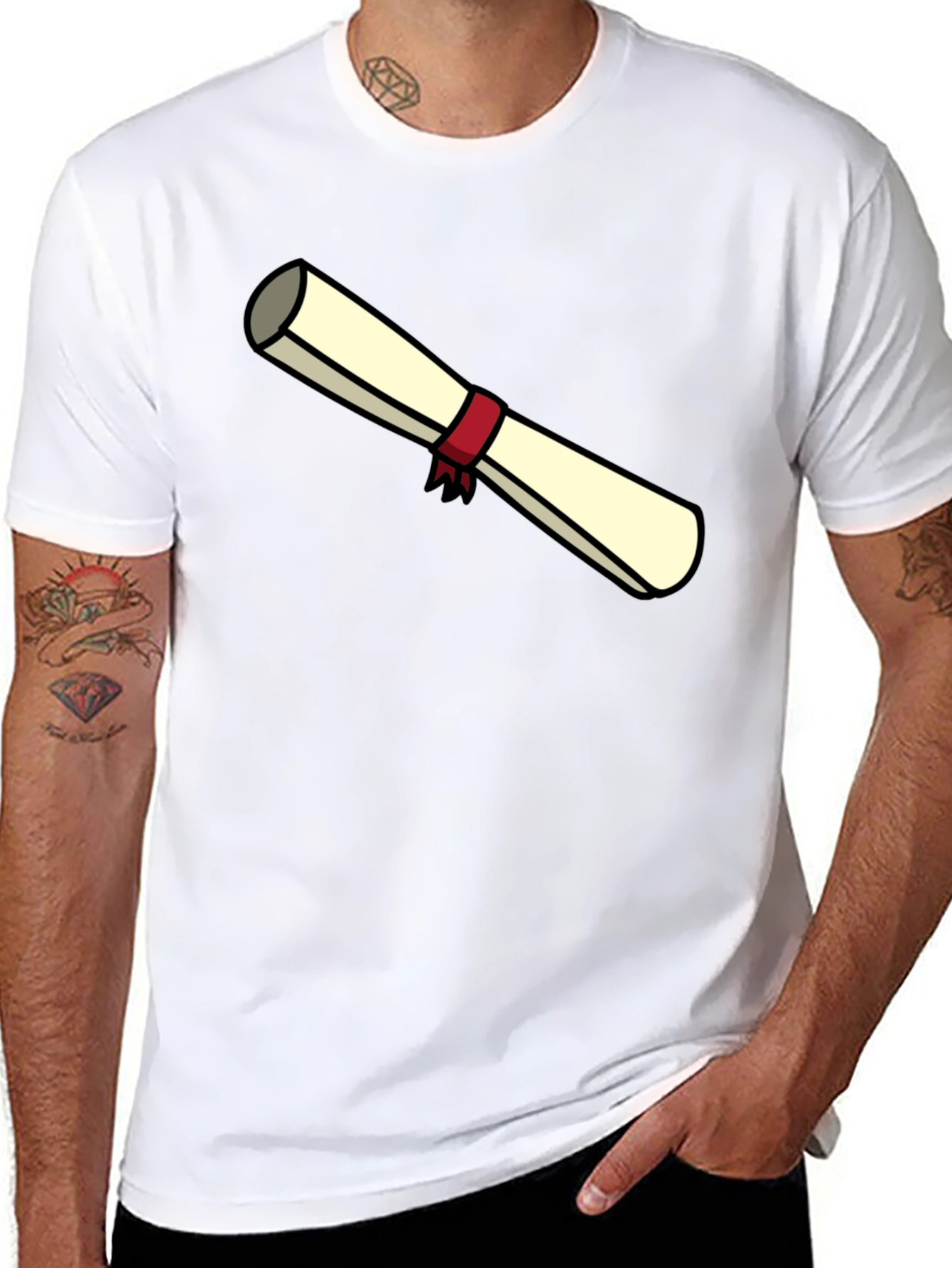 Graduation Scroll Graphic T-Shirt - Black