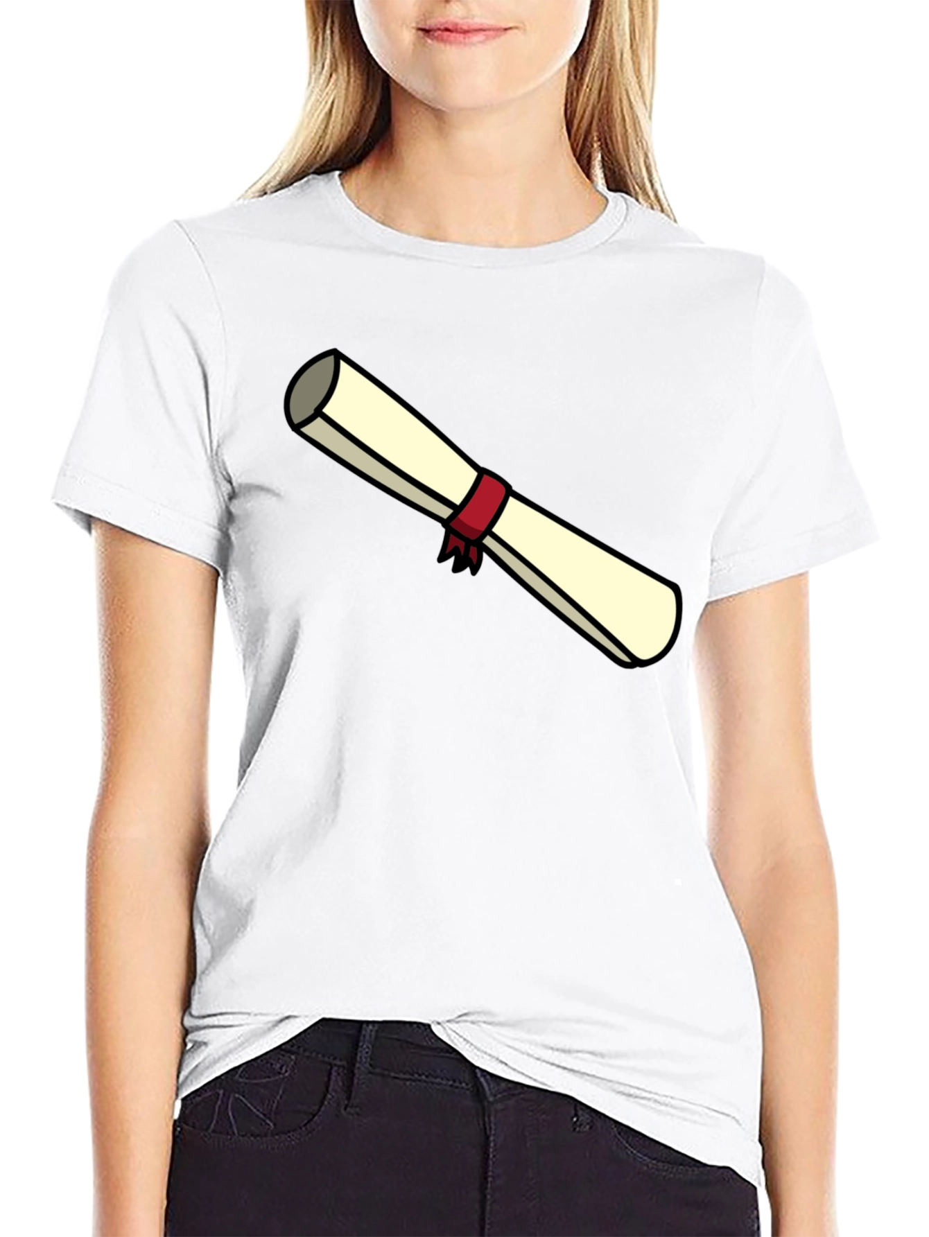 Graduation Scroll Graphic T-Shirt - Black