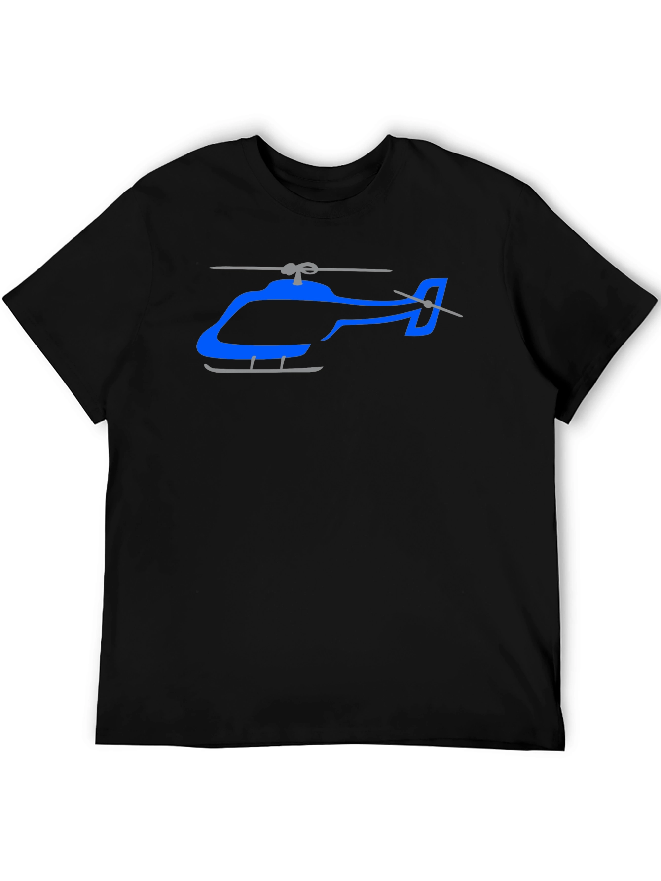 Helicopter Graphic T-Shirt - Black Crew Neck Tee