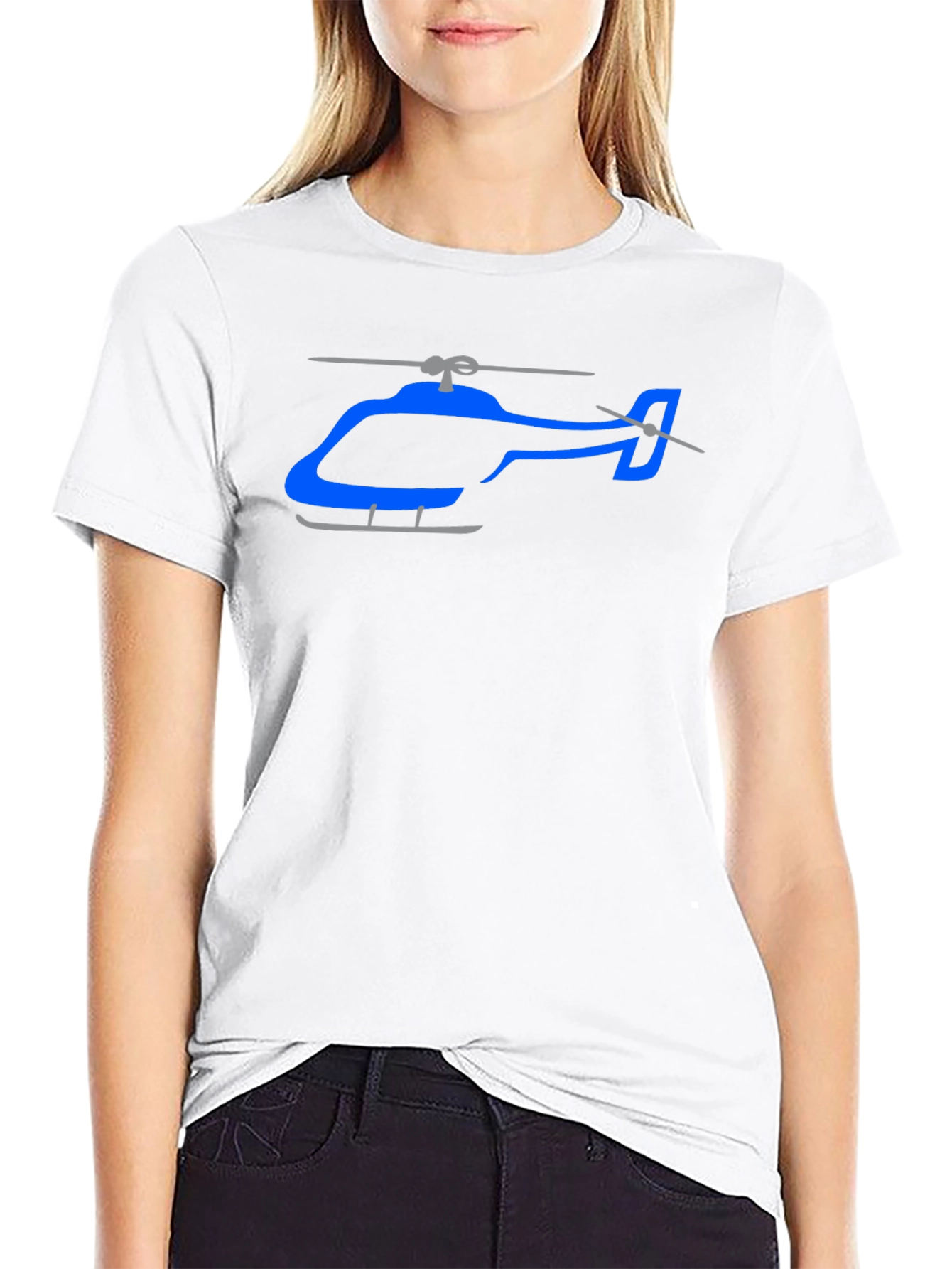 Helicopter Graphic T-Shirt - Black Crew Neck Tee