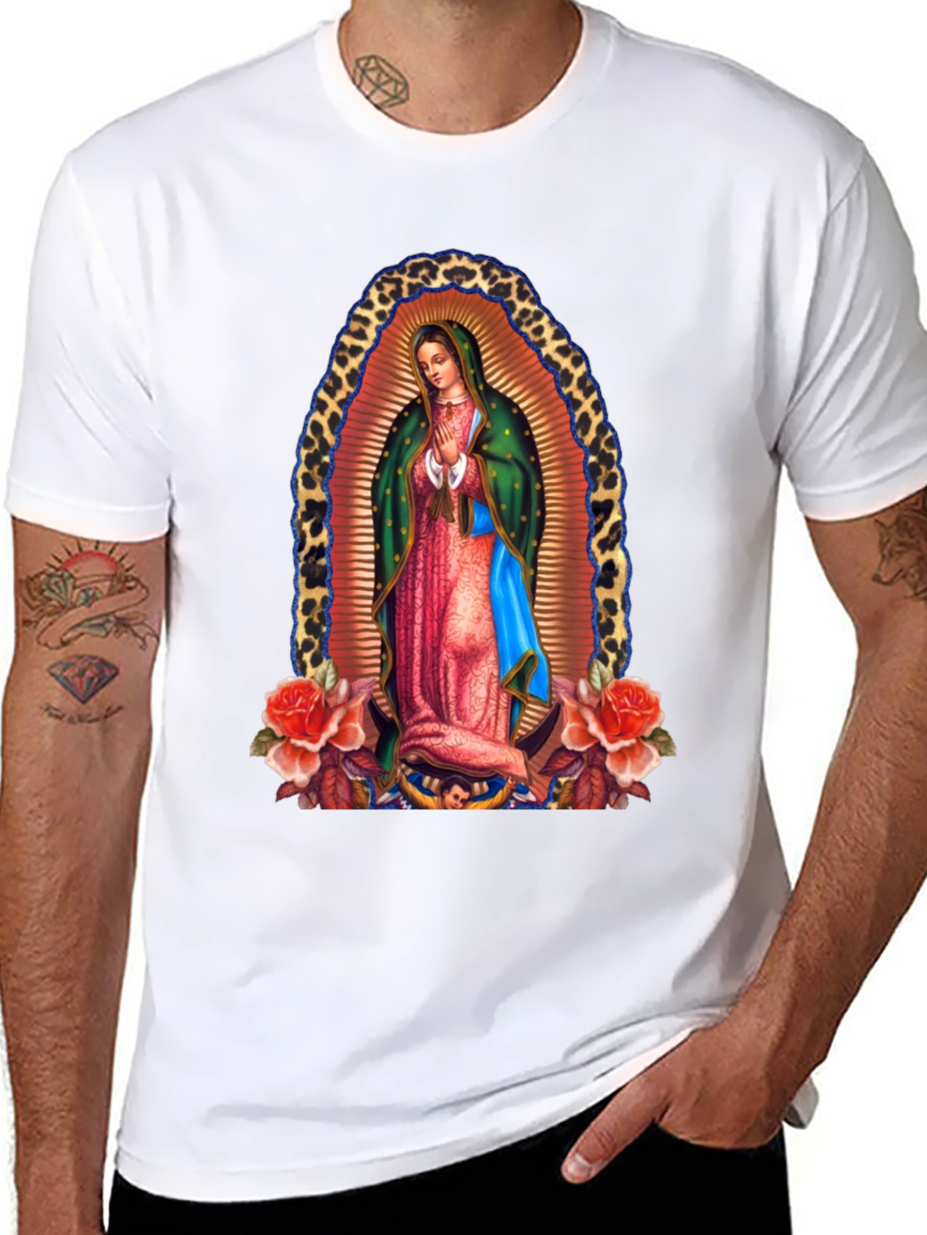 Virgin Mary Guadalupe Graphic Tee - Black