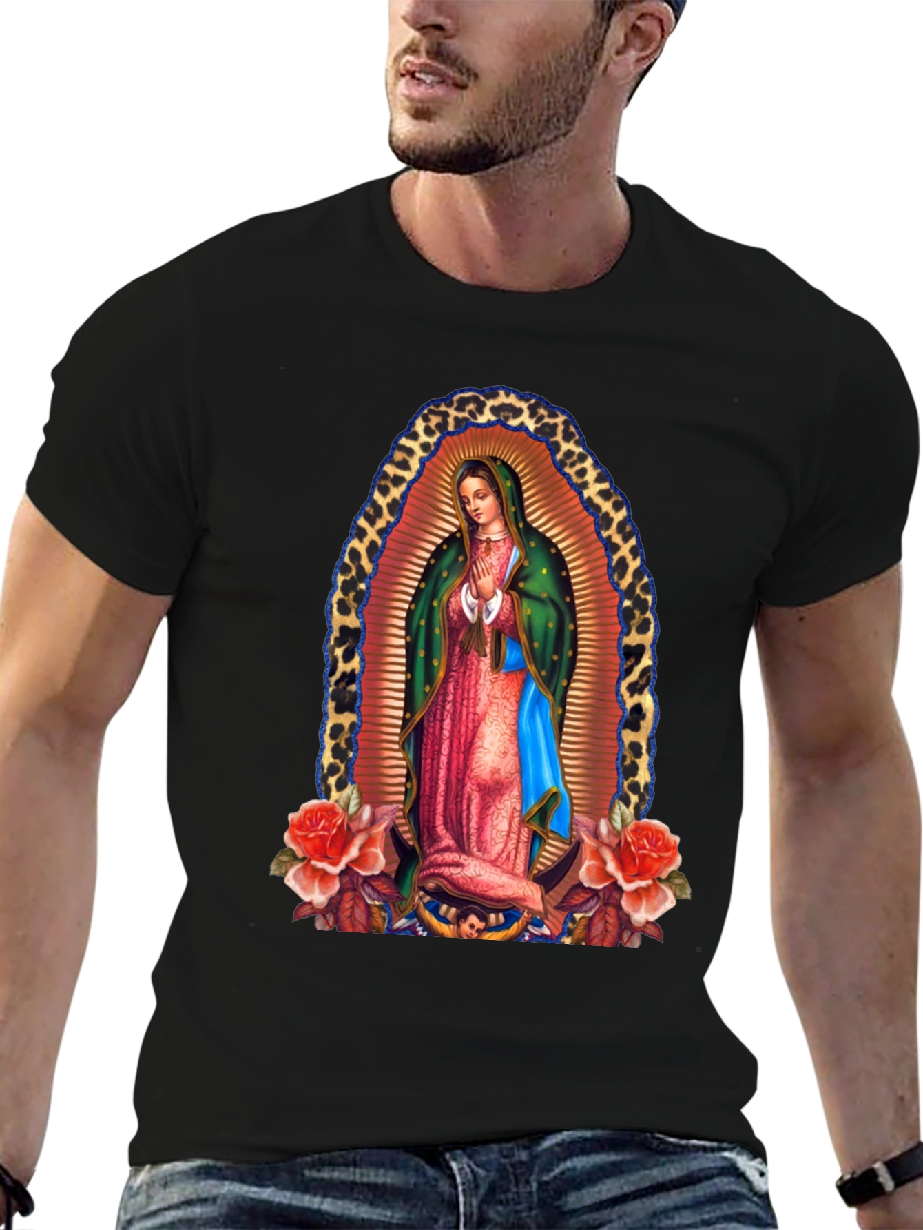 Virgin Mary Guadalupe Graphic Tee - Black