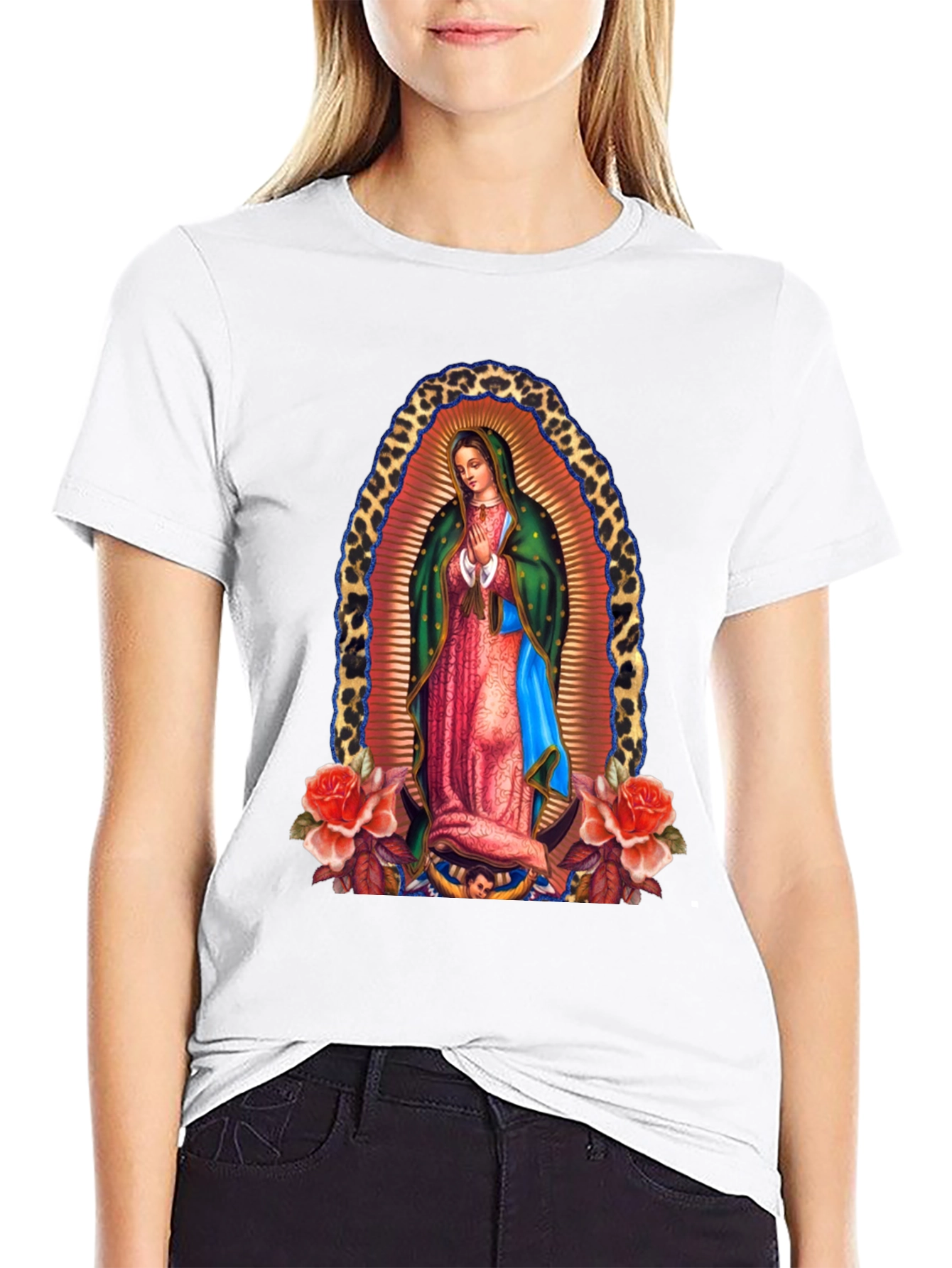 Virgin Mary Guadalupe Graphic Tee - Black