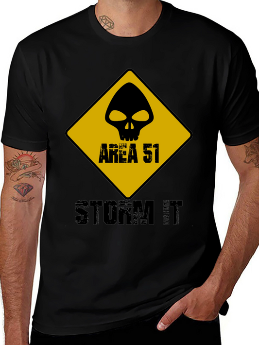 Area 51 Storm It Graphic Tee - Black Cotton T-Shirt