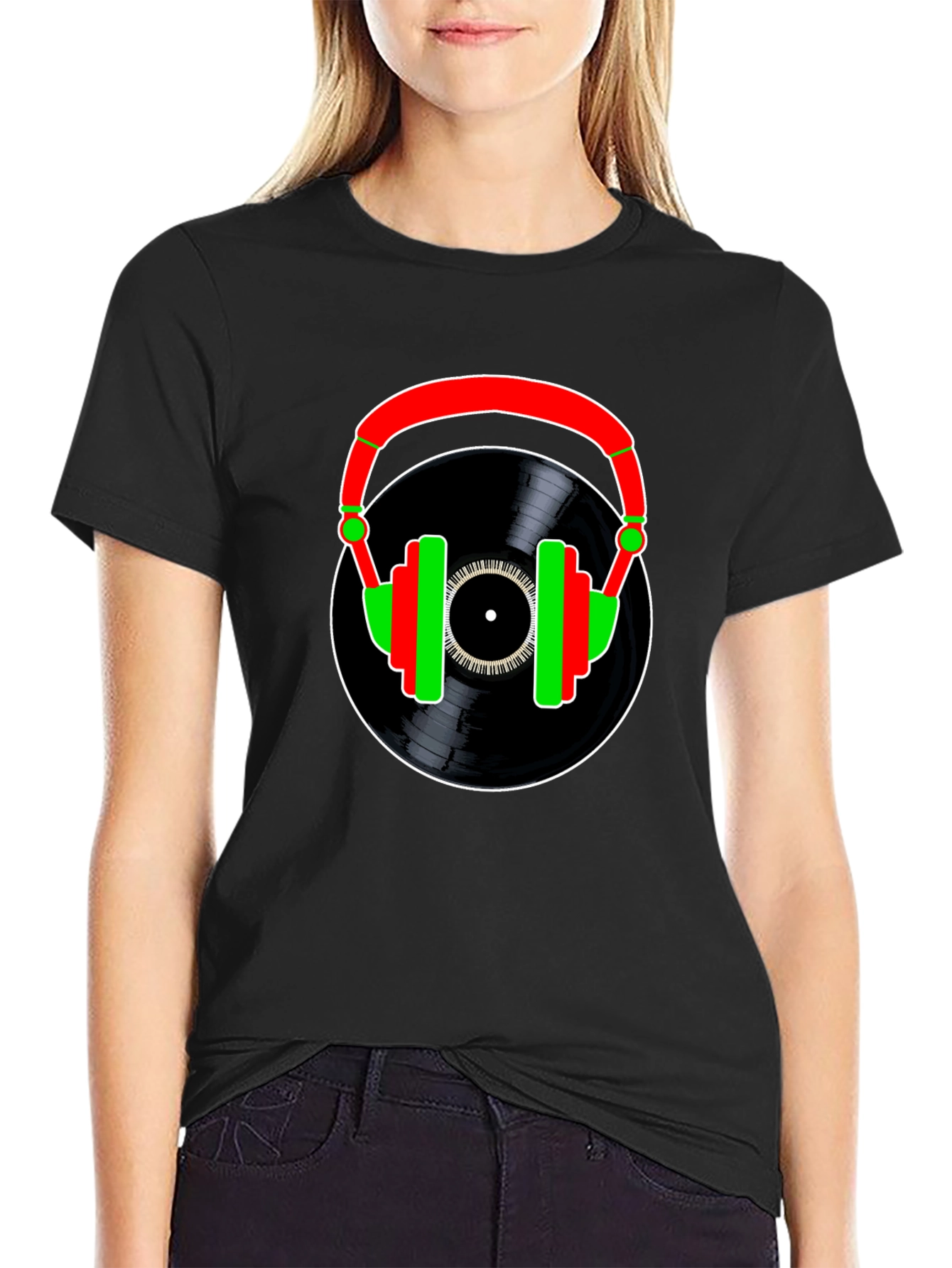 Retro Music Lover T-Shirt Vinyl DJ Headphones Graphic Tee