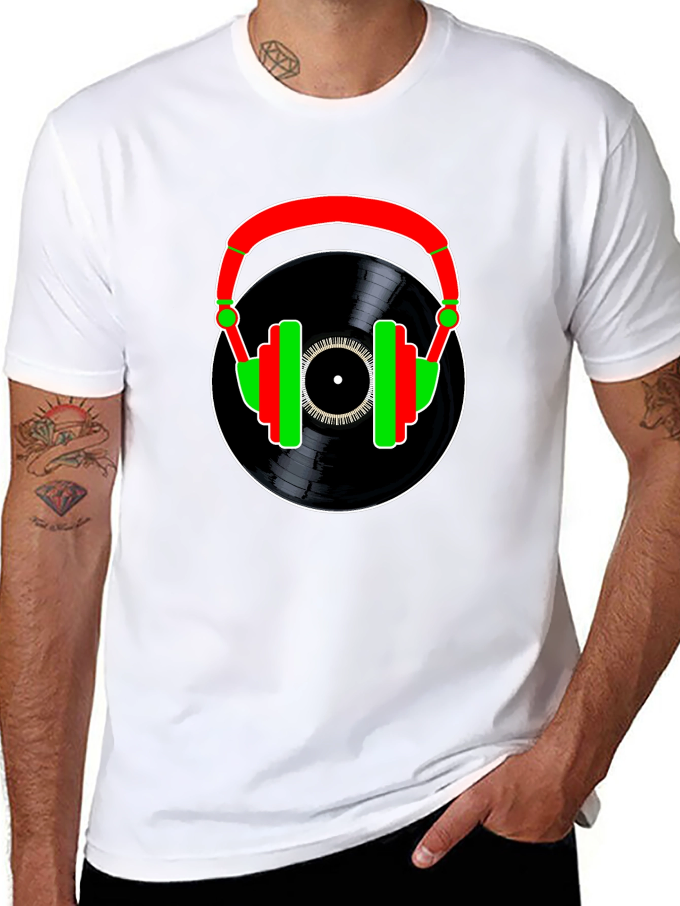 Retro Music Lover T-Shirt Vinyl DJ Headphones Graphic Tee