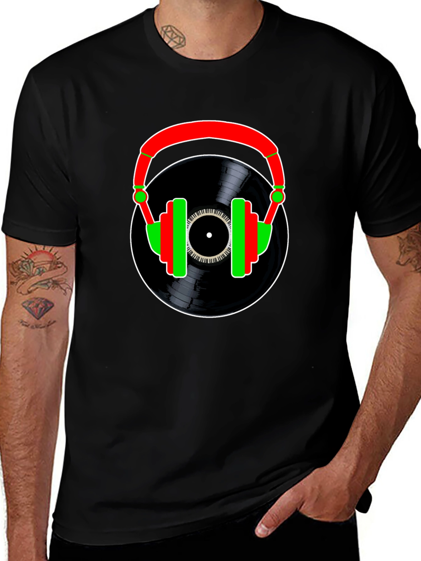 Retro Music Lover T-Shirt Vinyl DJ Headphones Graphic Tee