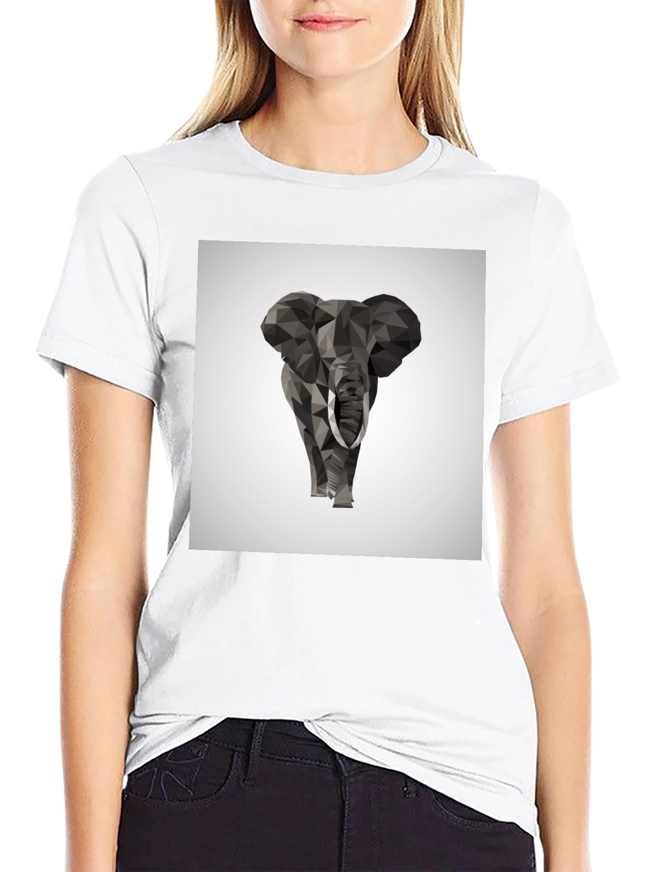 Geometric Elephant Graphic Tee - Stylish Black T-Shirt