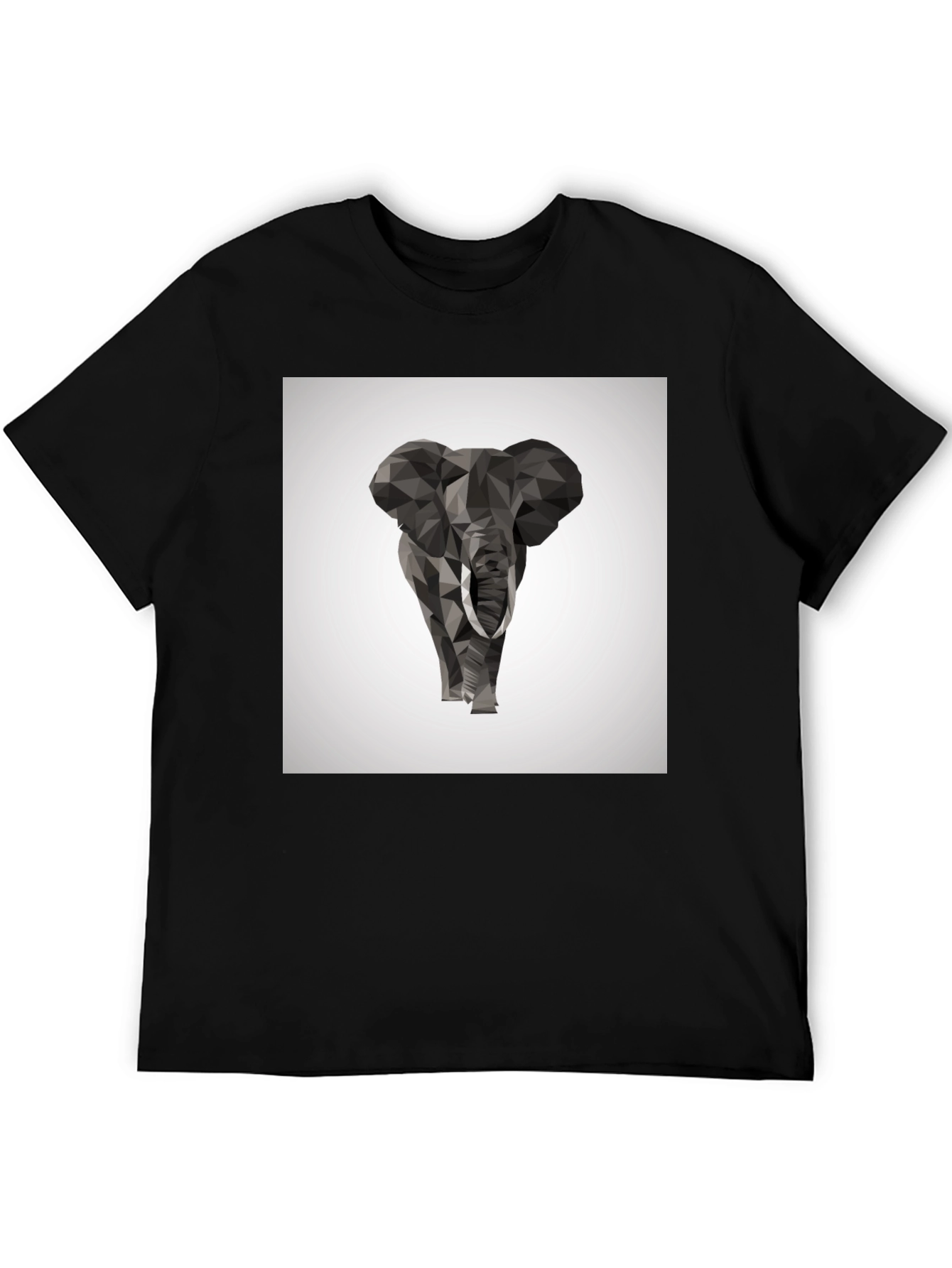 Geometric Elephant Graphic Tee - Stylish Black T-Shirt