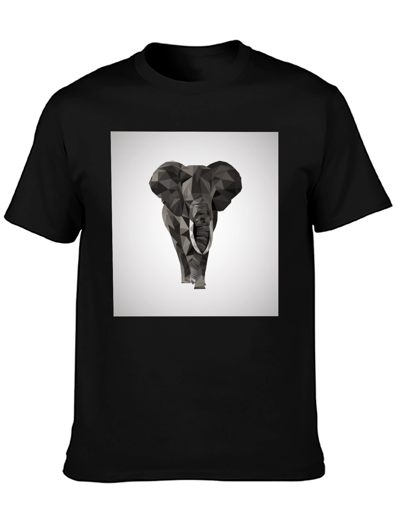 Geometric Elephant Graphic Tee - Stylish Black T-Shirt