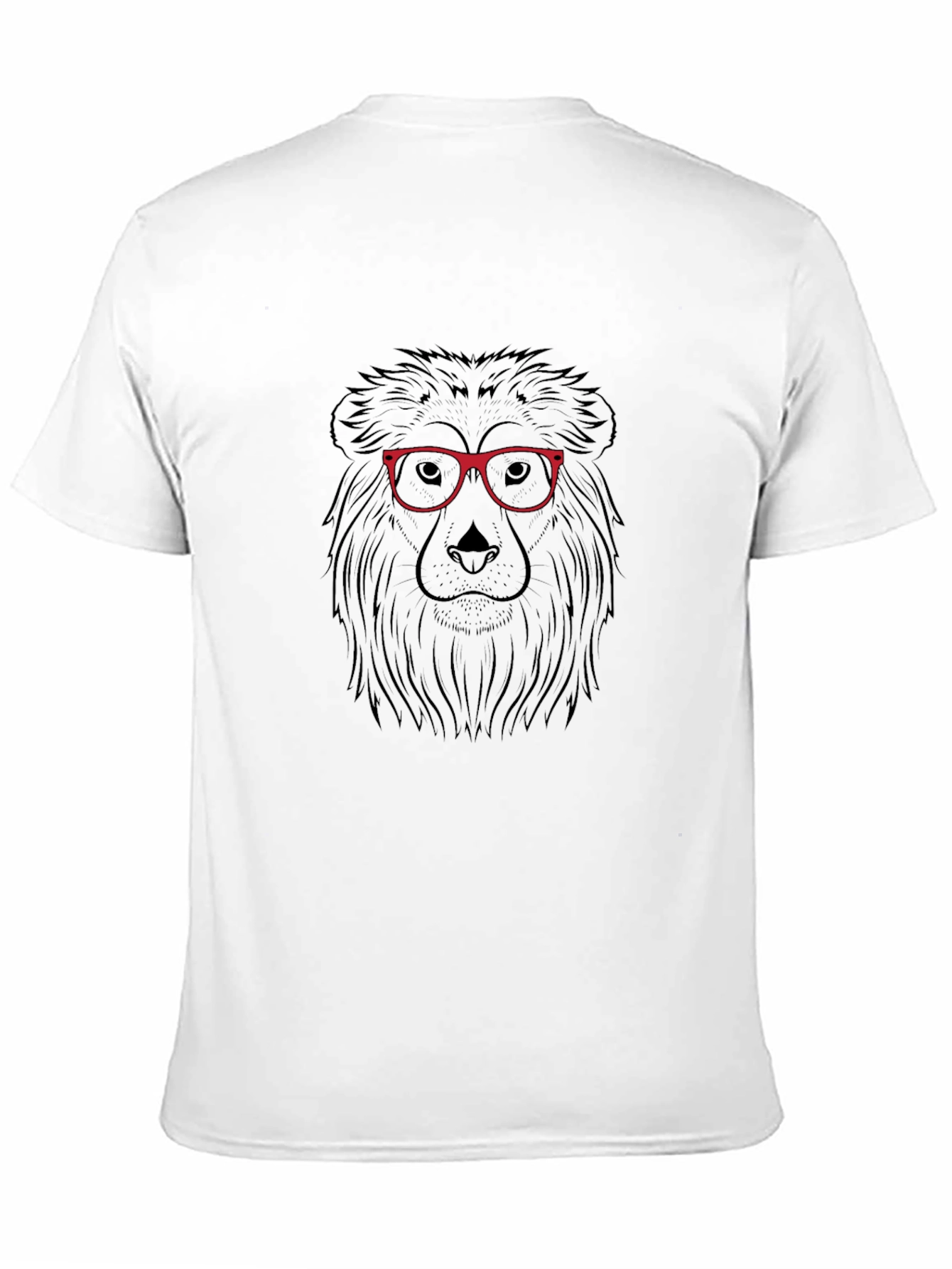 Lion in Glasses Graphic Tee - Black Cotton T-Shirt
