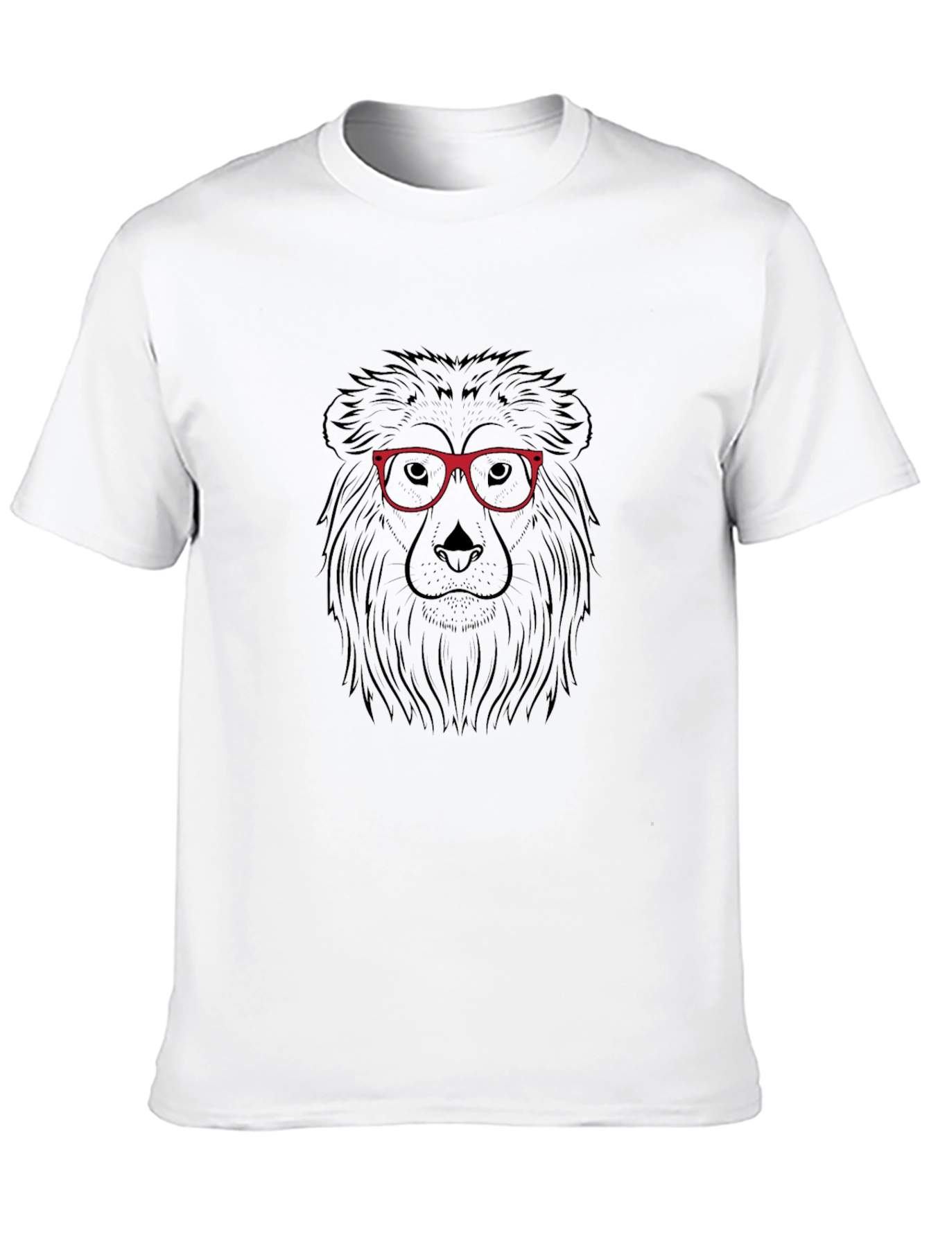 Lion in Glasses Graphic Tee - Black Cotton T-Shirt