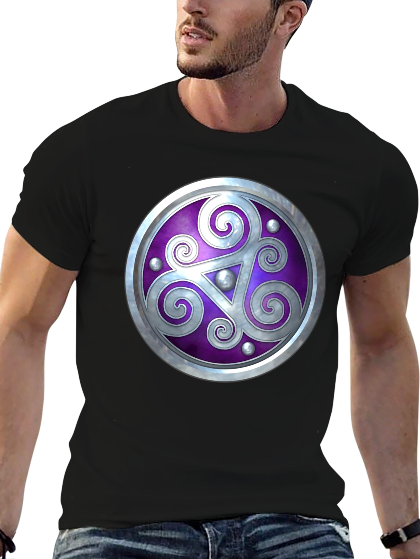 Celtic Shield Graphic Tee - Black Cotton Comfort