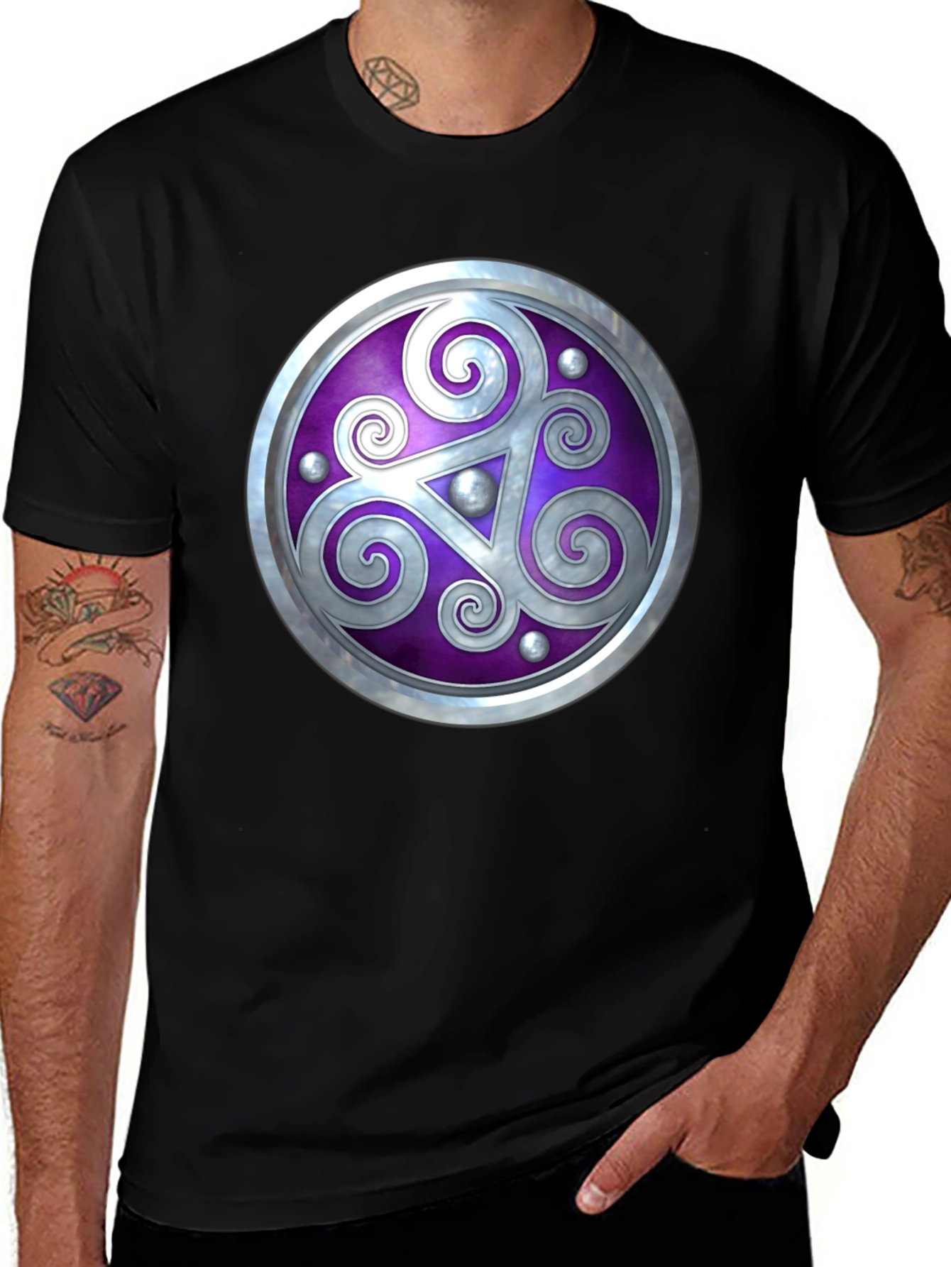 Celtic Shield Graphic Tee - Black Cotton Comfort