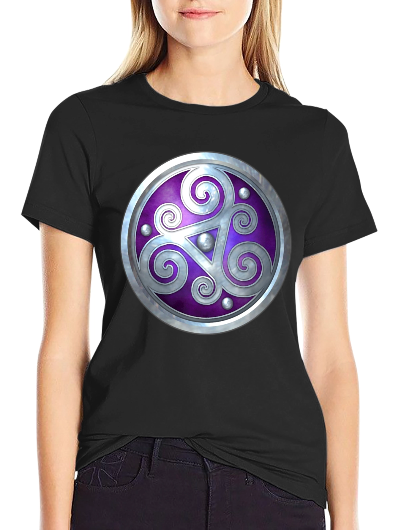 Celtic Shield Graphic Tee - Black Cotton Comfort