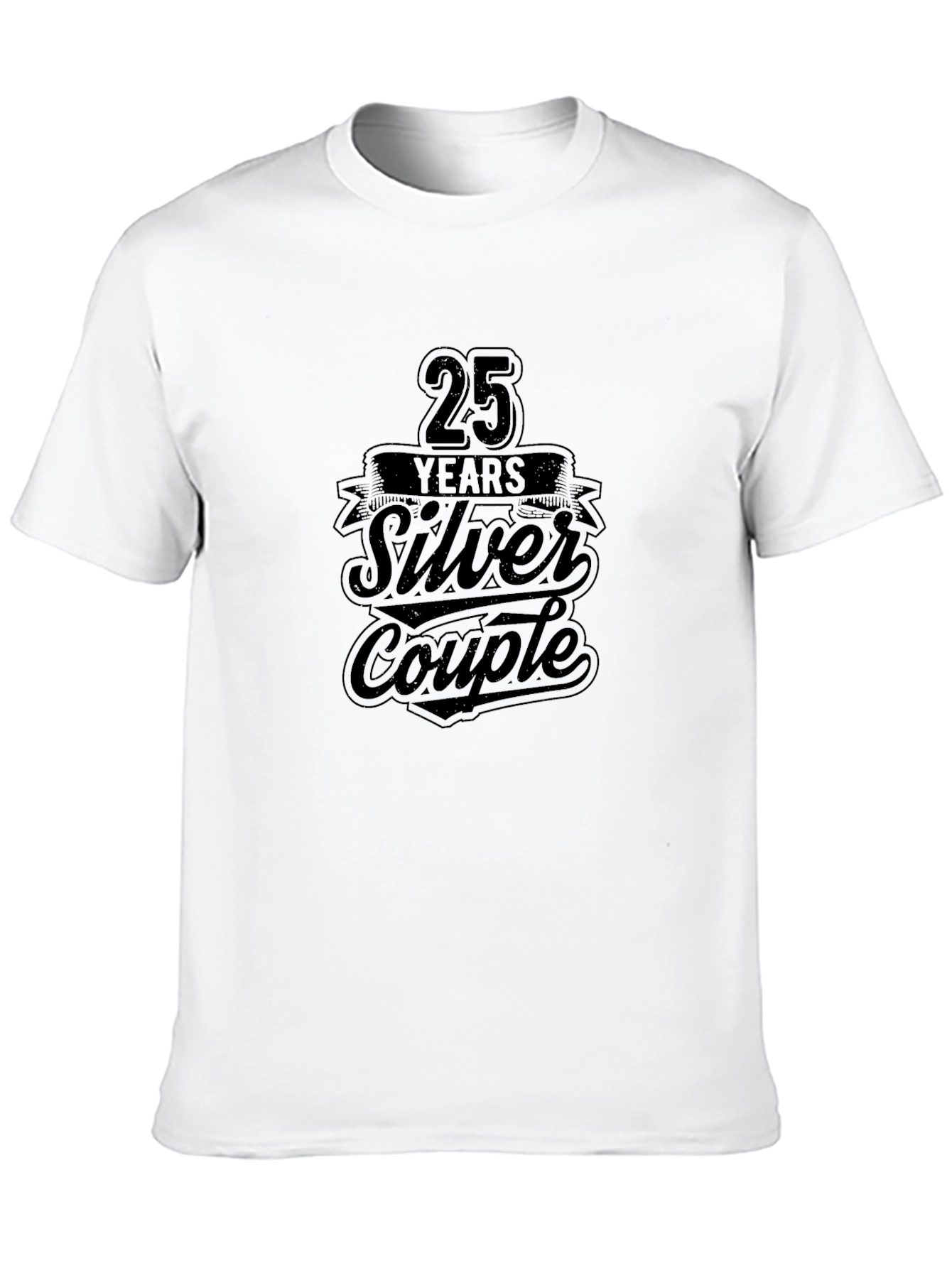 25 Years Silver Couple Black T-Shirt