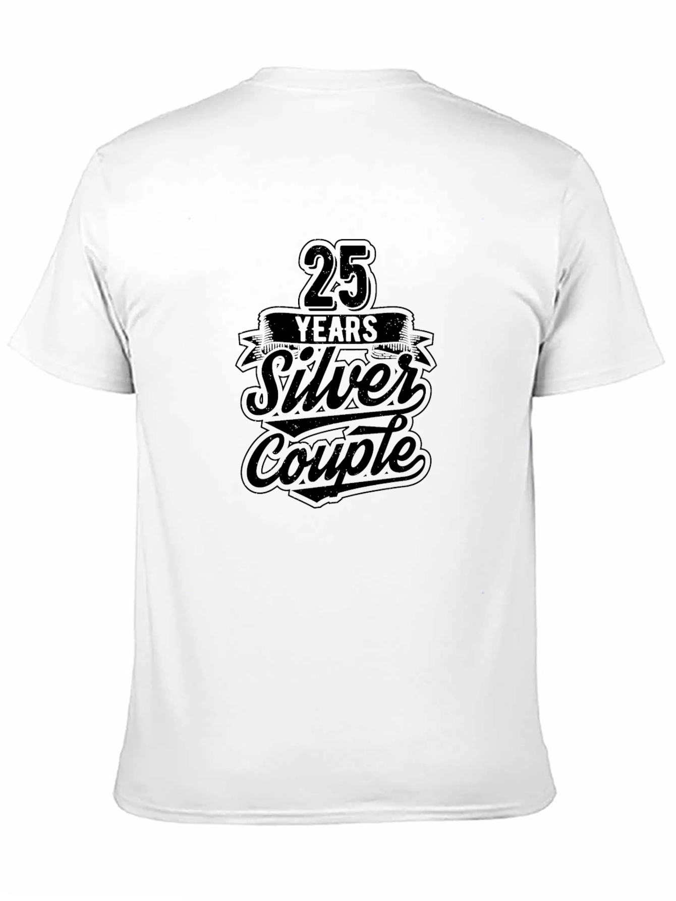 25 Years Silver Couple Black T-Shirt