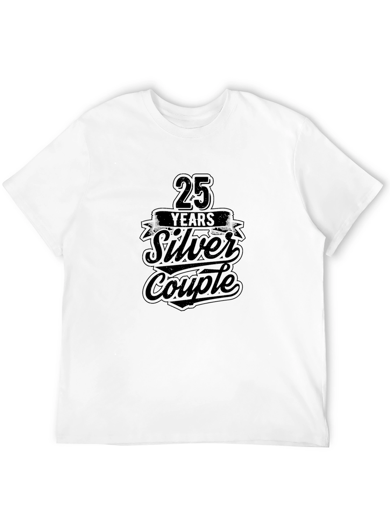 25 Years Silver Couple Black T-Shirt