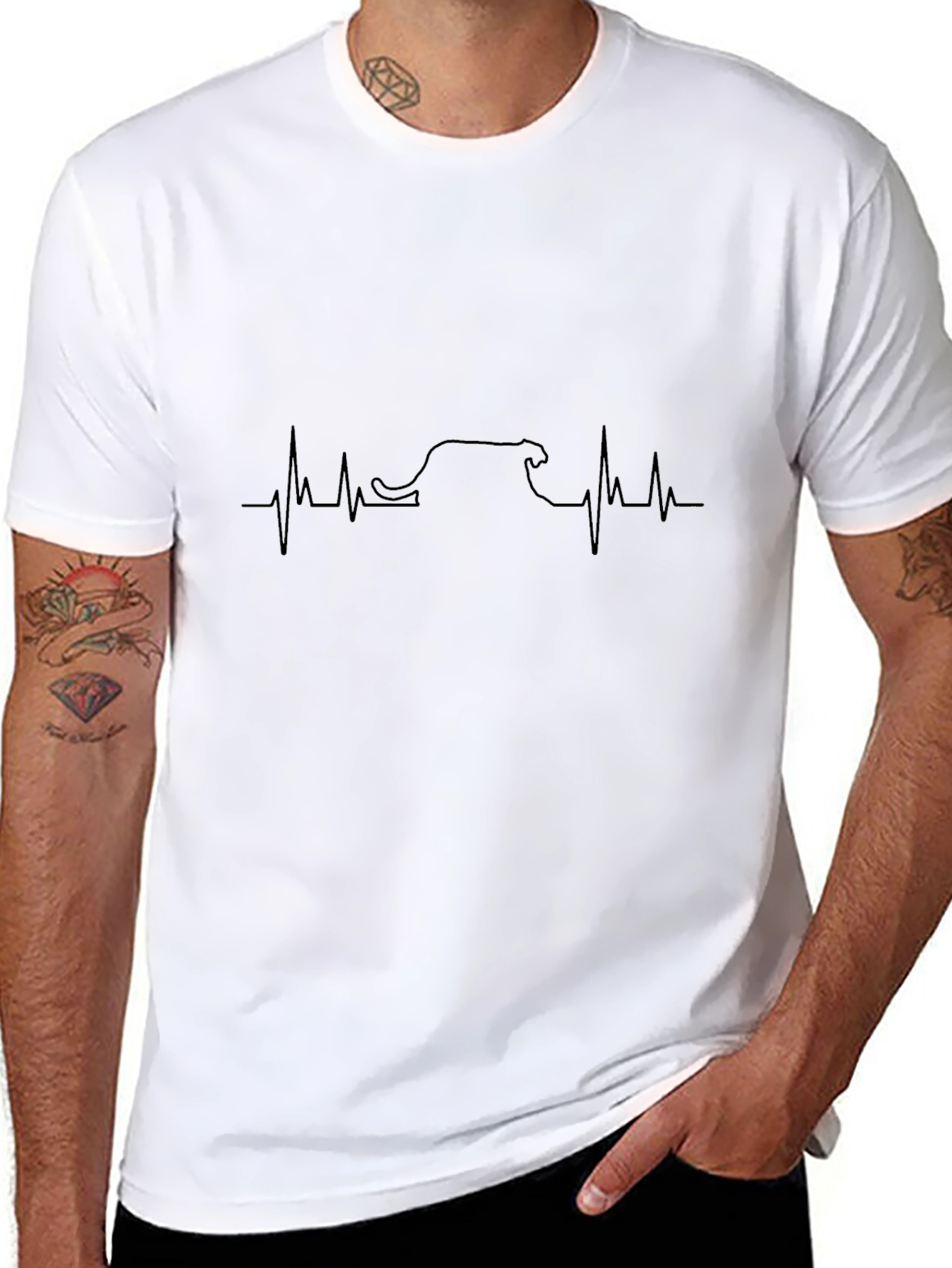 Surfing Heartbeat T-Shirt - Black Unique Design