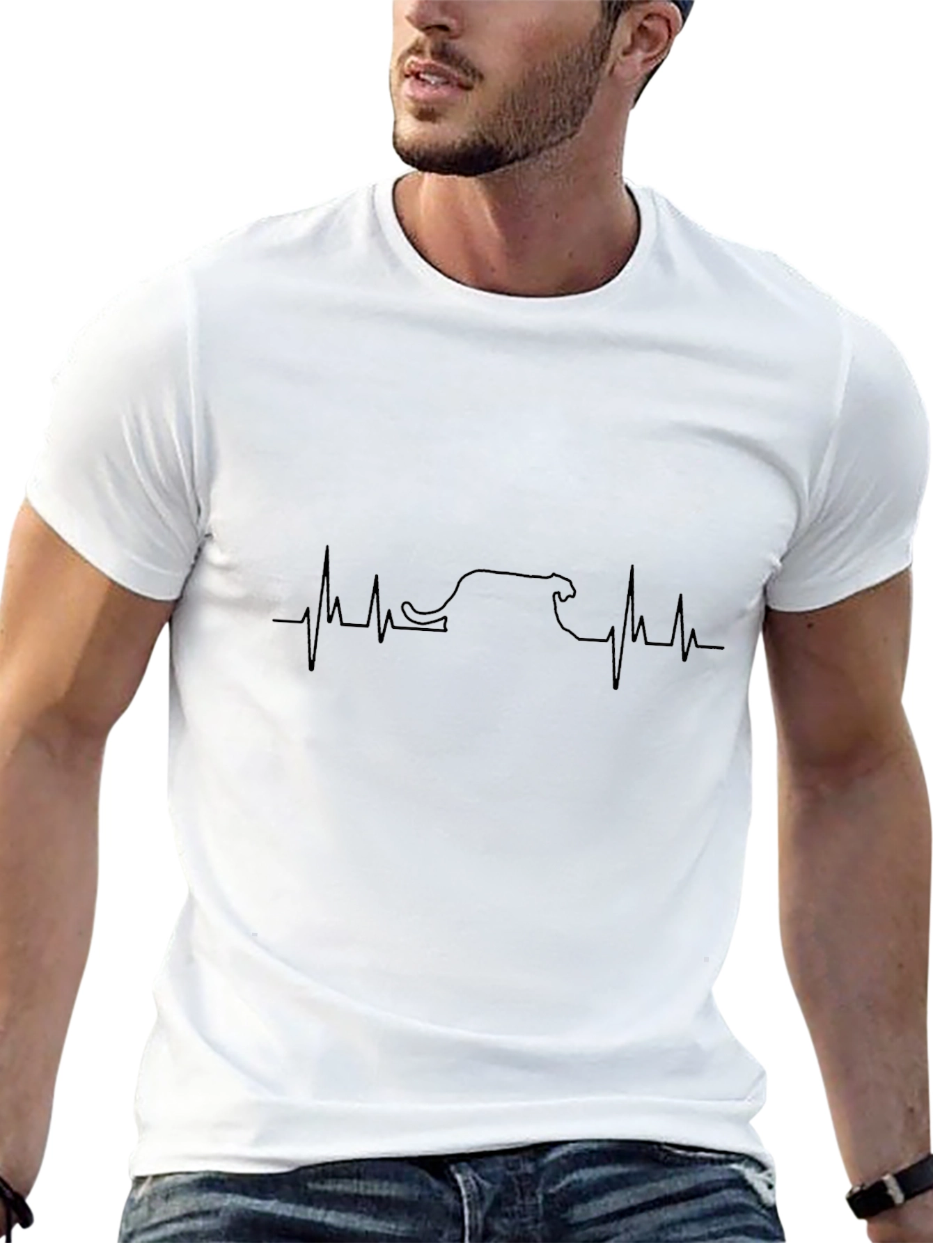 Surfing Heartbeat T-Shirt - Black Unique Design