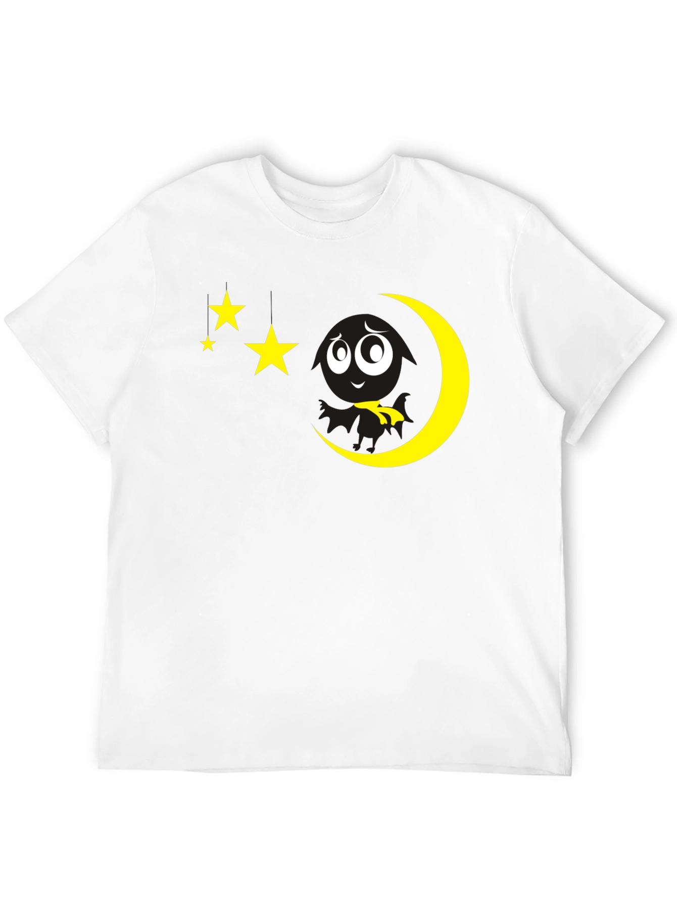 Black T-Shirt with Moon and Stars Graphic
