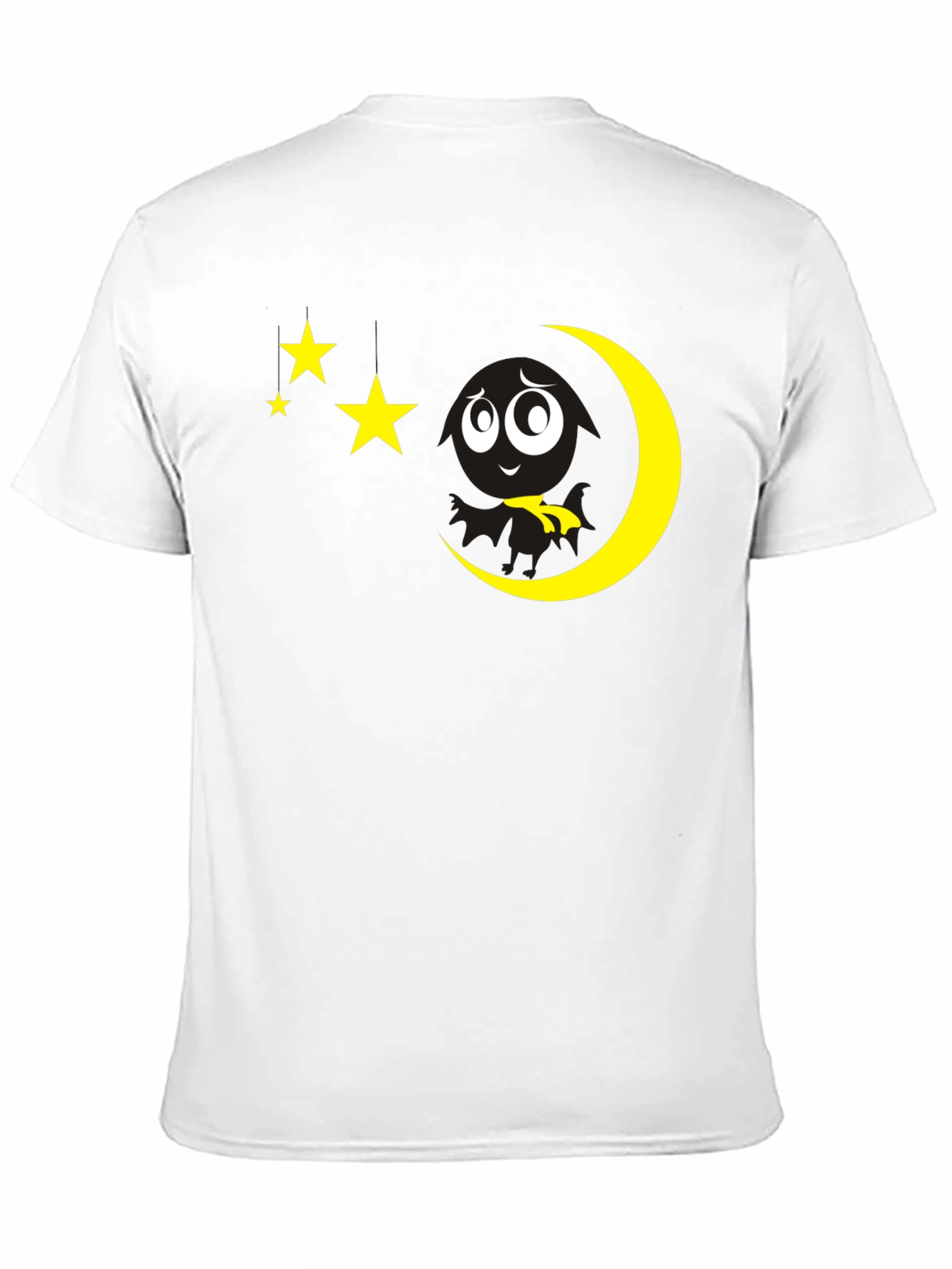 Black T-Shirt with Moon and Stars Graphic