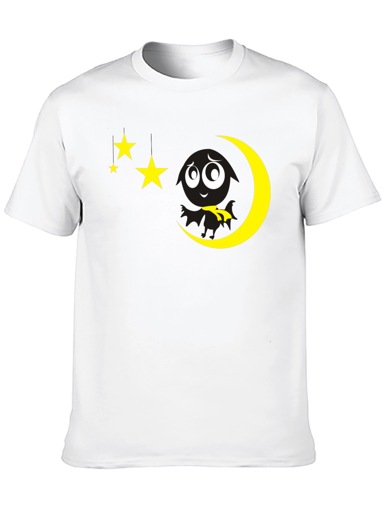 Black T-Shirt with Moon and Stars Graphic