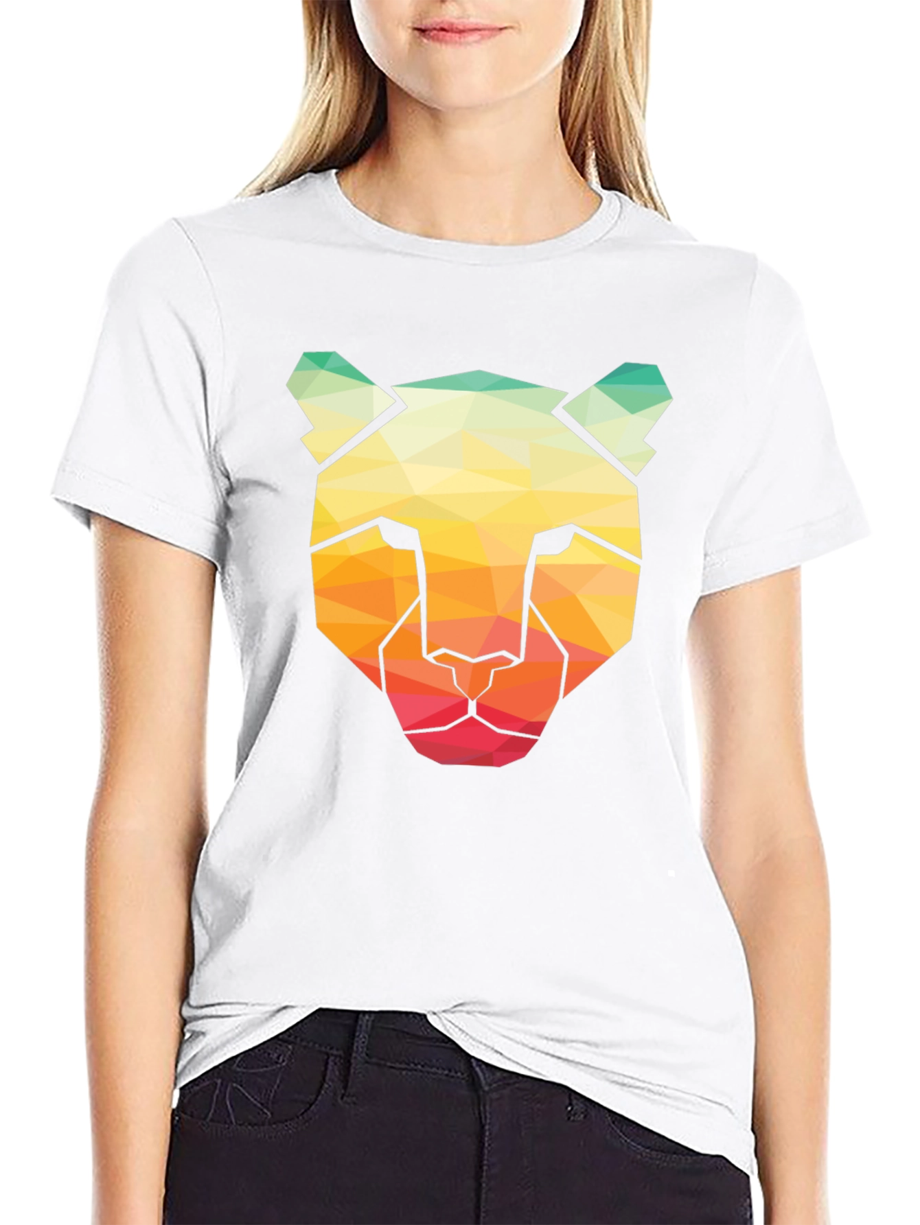 Geometric Cheetah Graphic Tee - Modern Art Shirt
