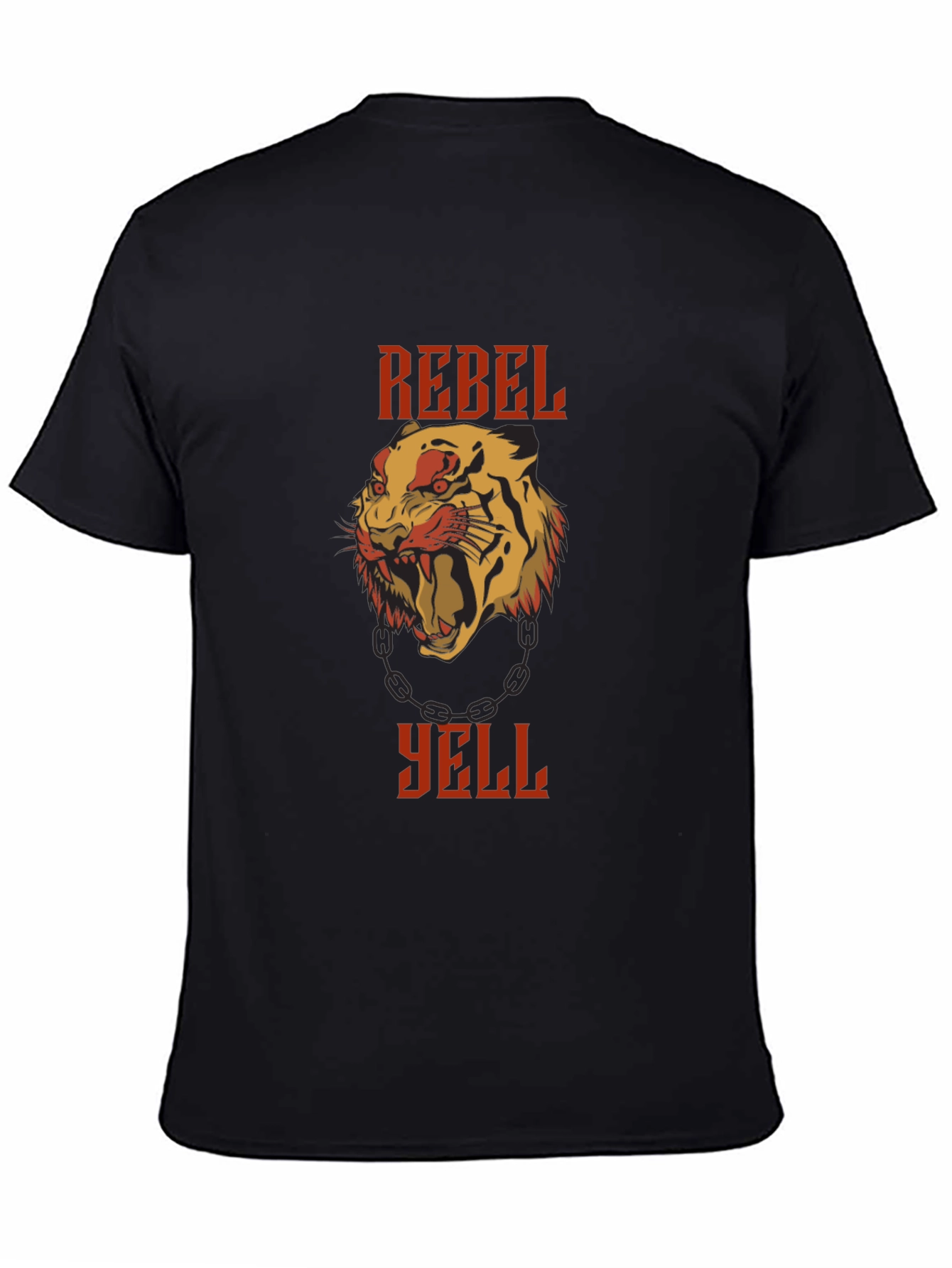 Rebel Yell Tiger Graphic Print Black T-Shirt