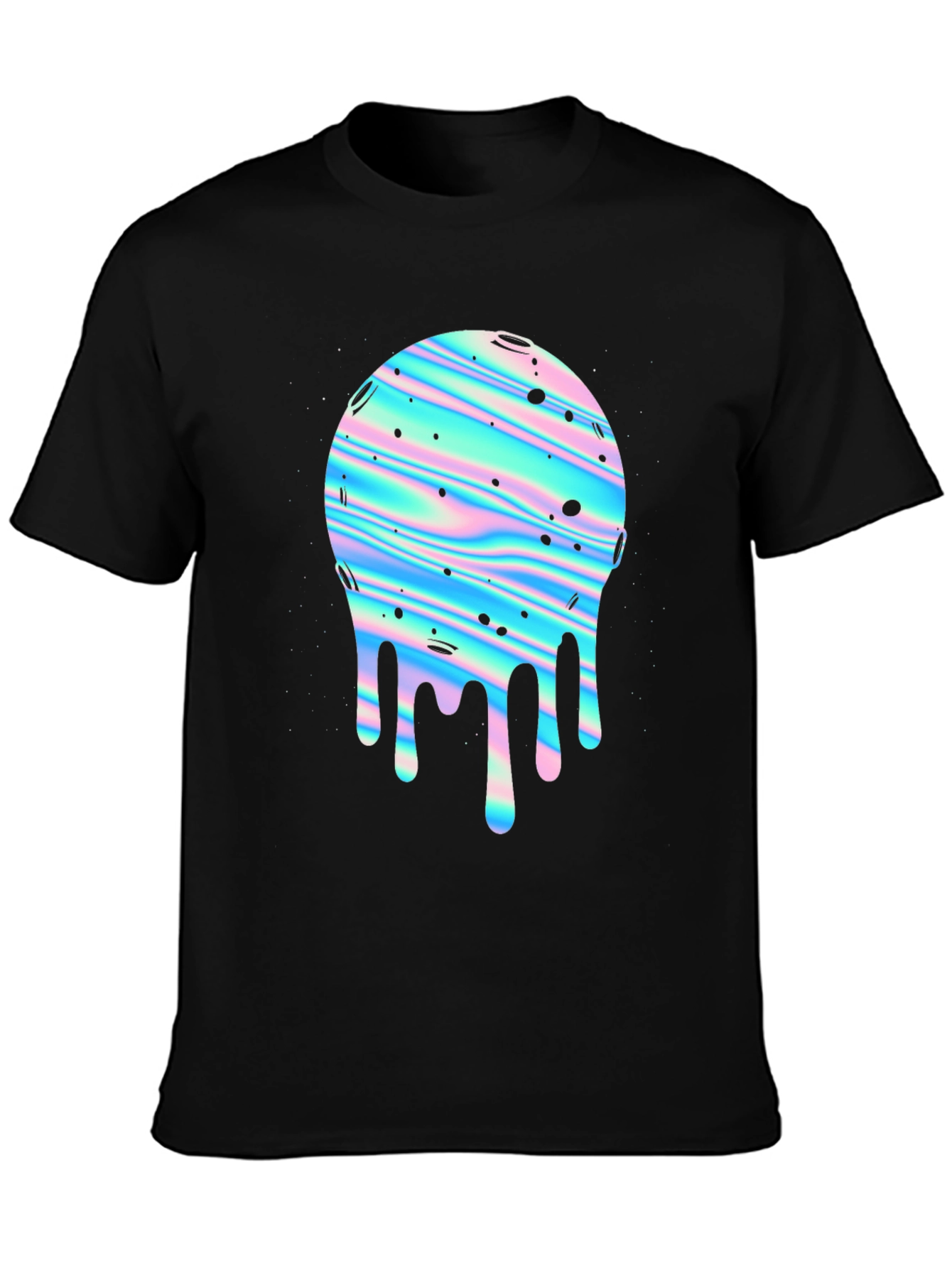 Retro Dripping Planet Graphic Tee - Black
