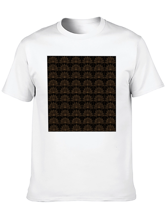 Elegant Black T-Shirt with Gold Floral Lotus Pattern