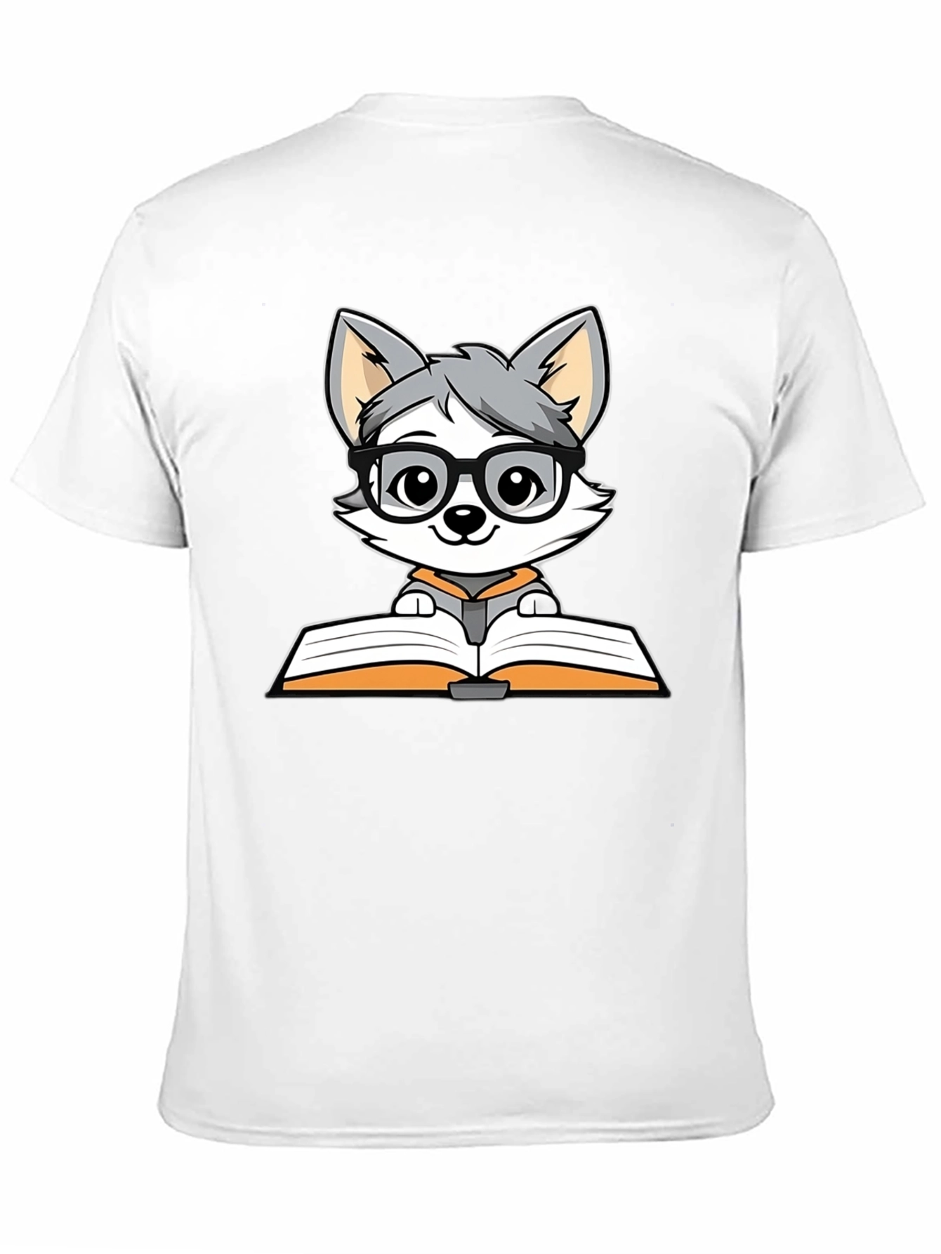 Bookworm Wolf T-Shirt - Cute Cartoon Design