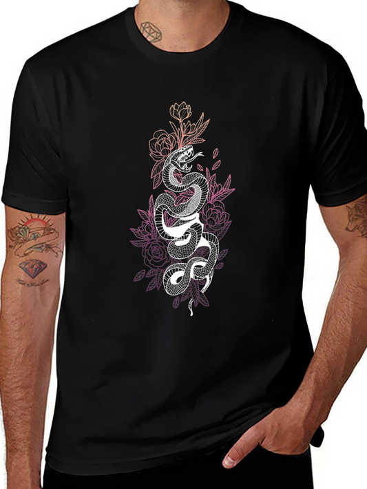 Black Snake Floral Graphic Tee