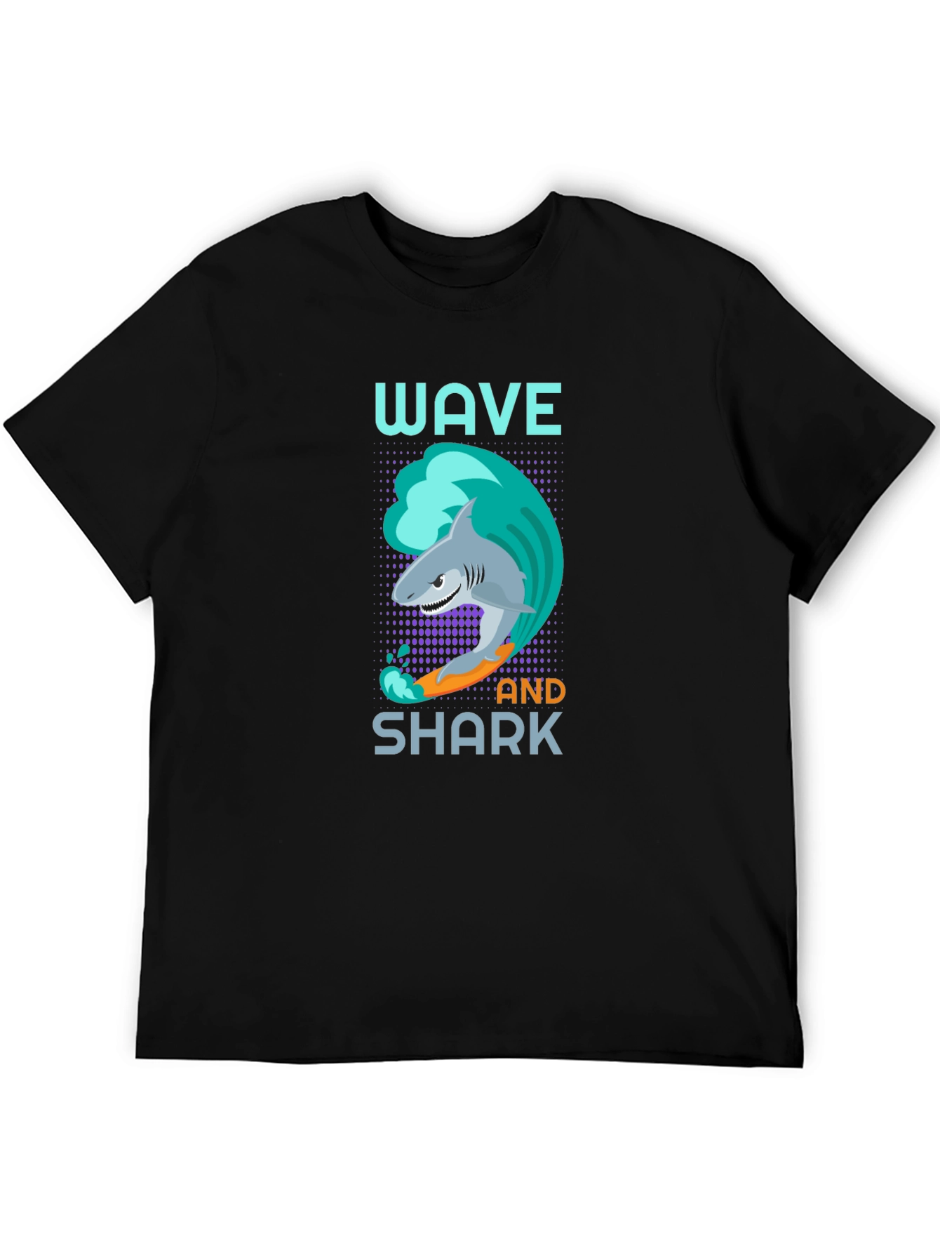Wave and Shark Graphic T-Shirt - Cool Design