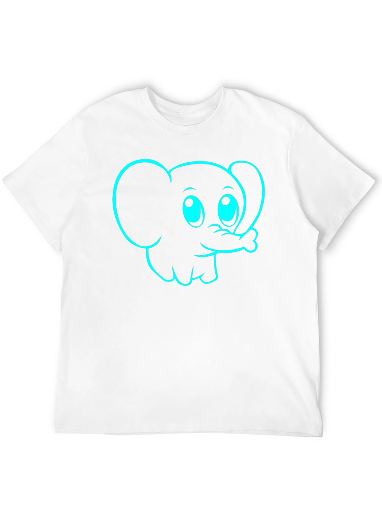 Cute Cartoon Elephant Graphic Tee - Black Cotton Blend
