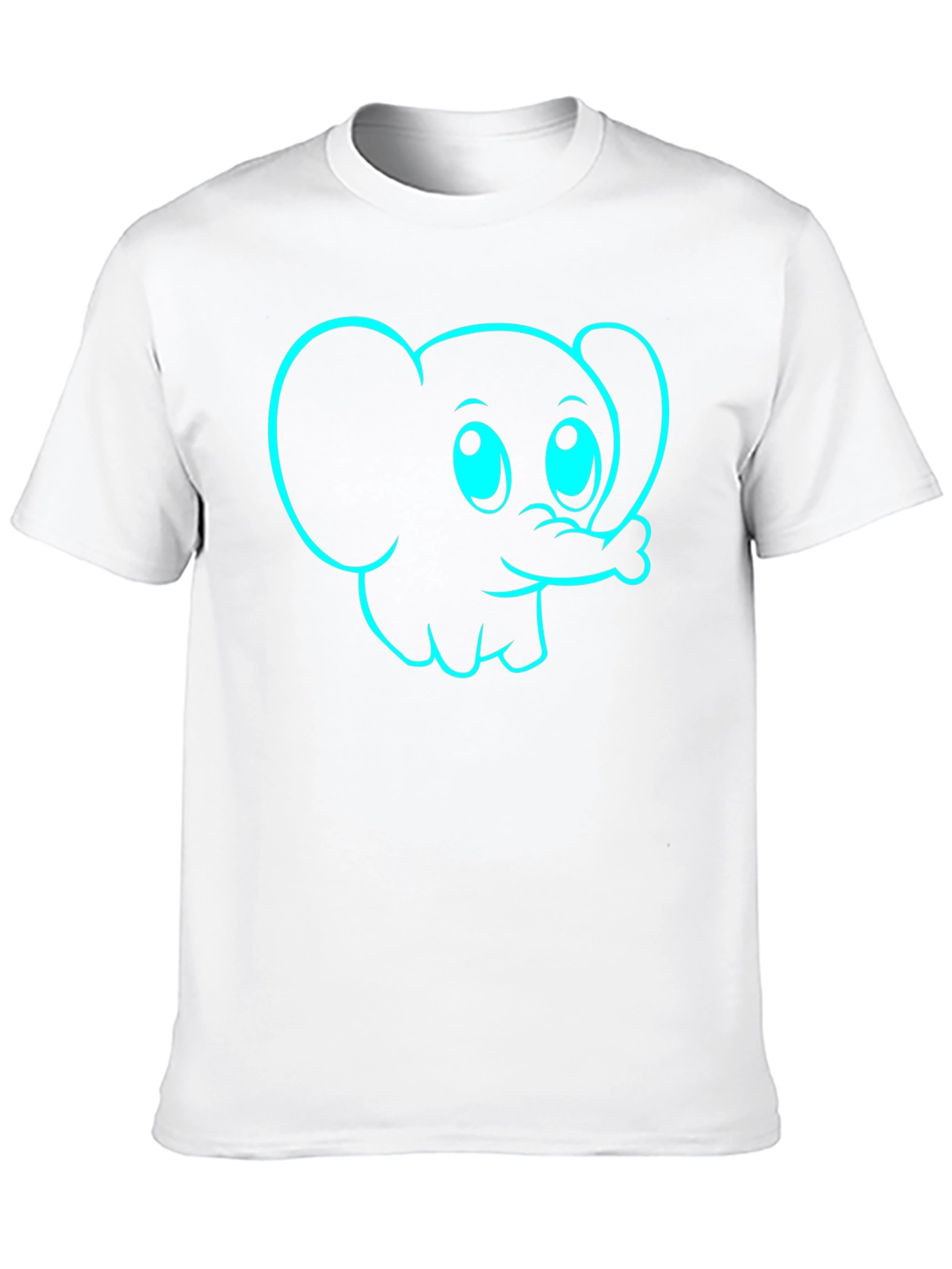 Cute Cartoon Elephant Graphic Tee - Black Cotton Blend