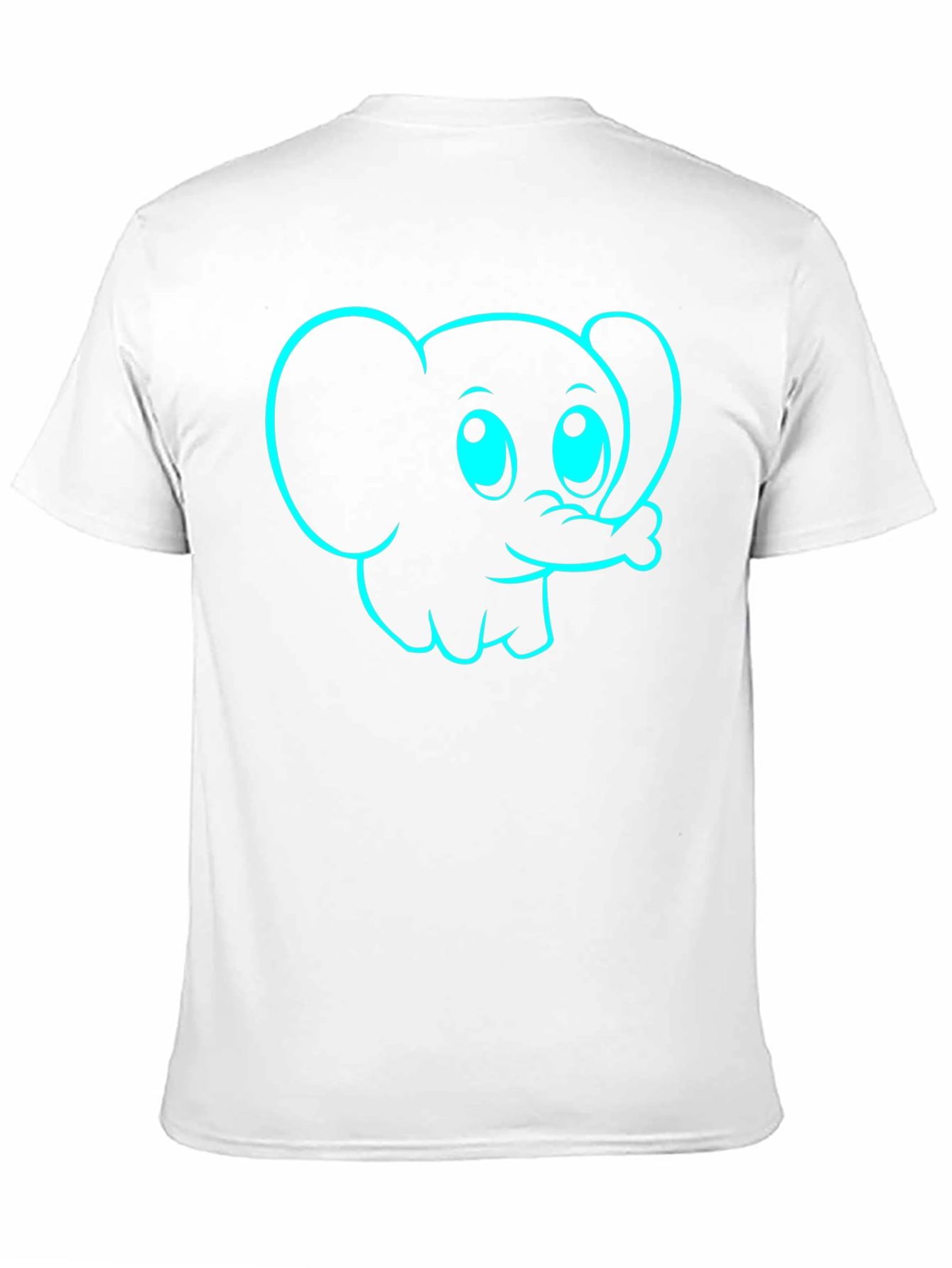 Cute Cartoon Elephant Graphic Tee - Black Cotton Blend