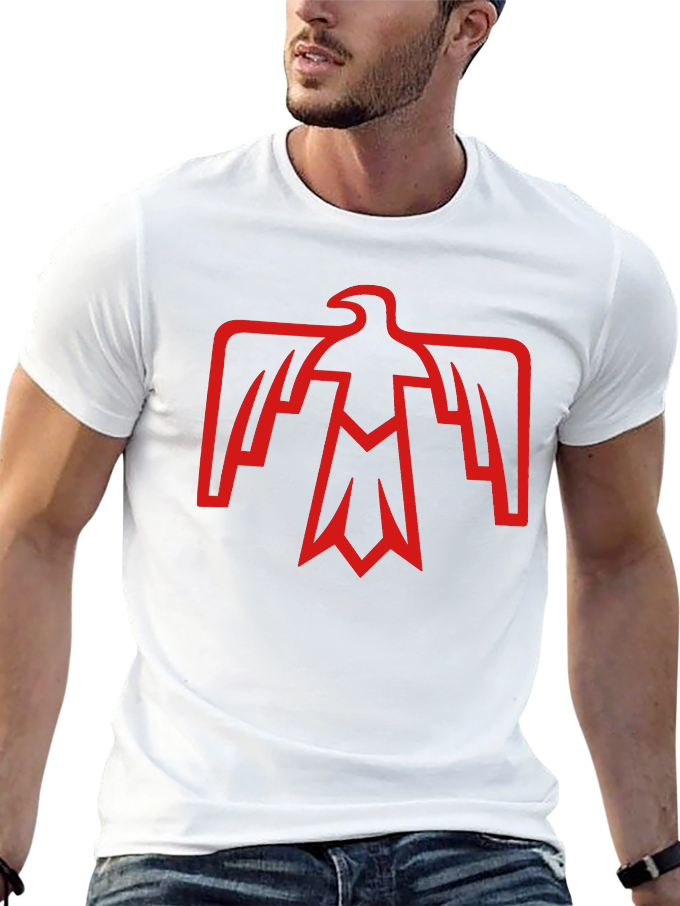 Retro Red Eagle Graphic Black T-Shirt