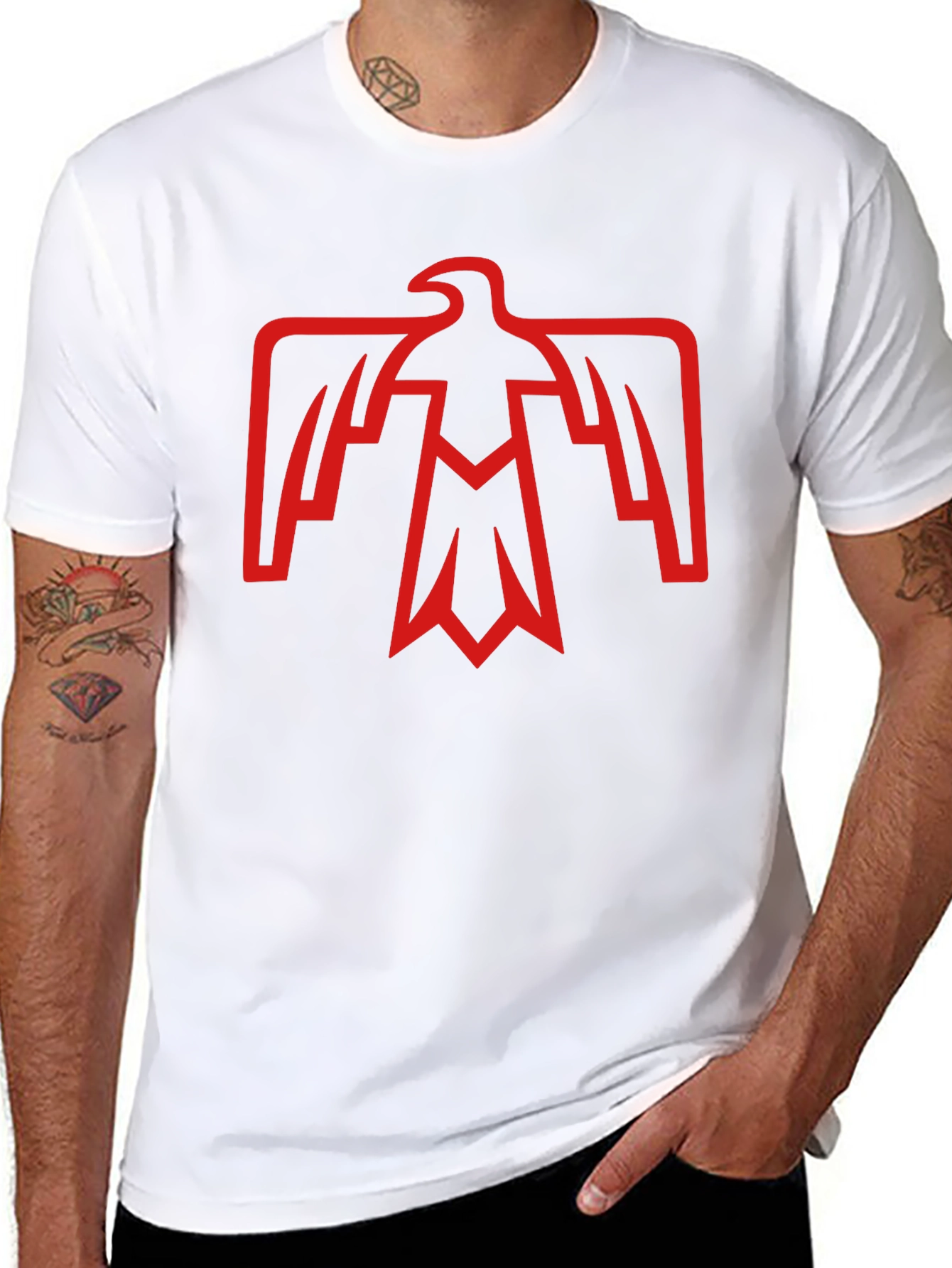 Retro Red Eagle Graphic Black T-Shirt