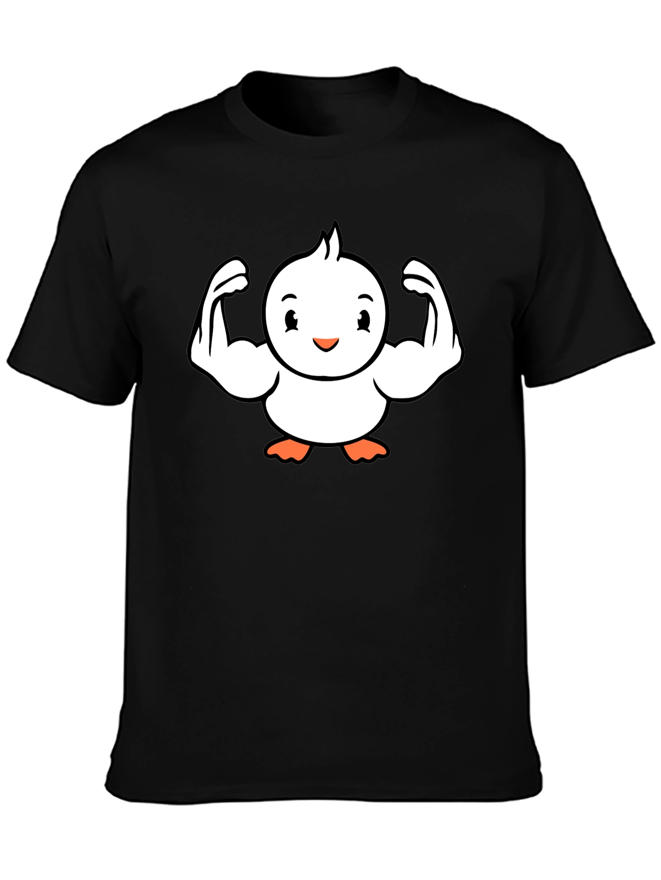 Funny Black T-Shirt - Muscled Cartoon Chick
