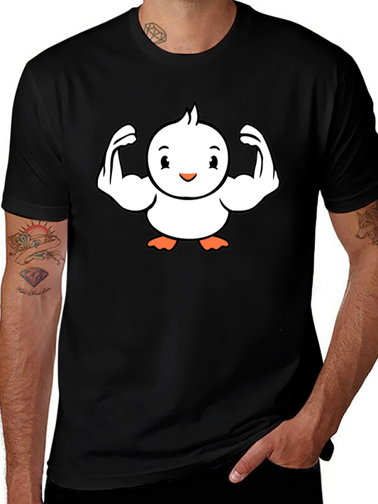 Funny Black T-Shirt - Muscled Cartoon Chick