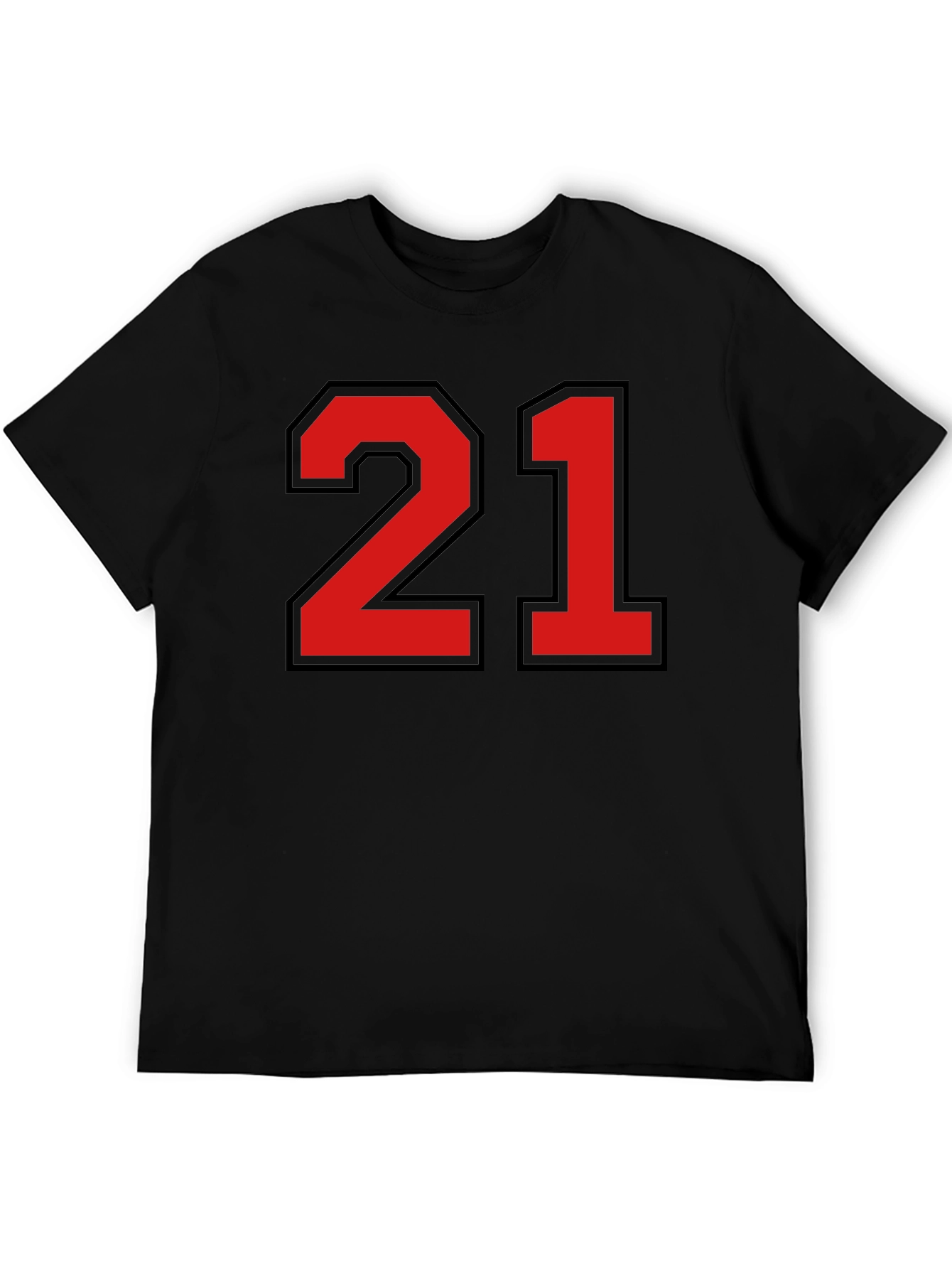 Bold Number 21 Graphic Tee - Black Cotton Jersey