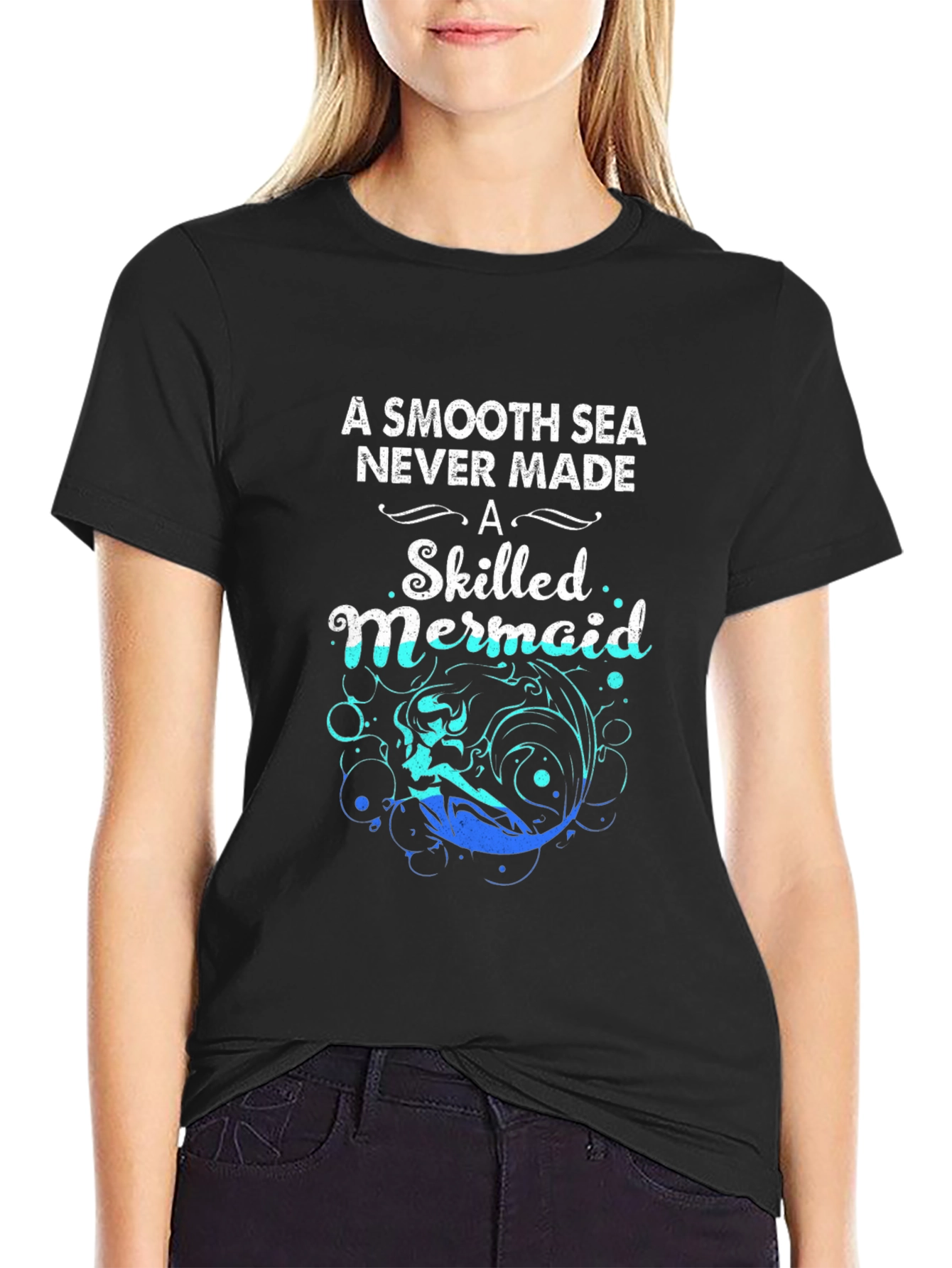 Mermaid Graphic T-Shirt: Smooth Seas Skilled Mermaid