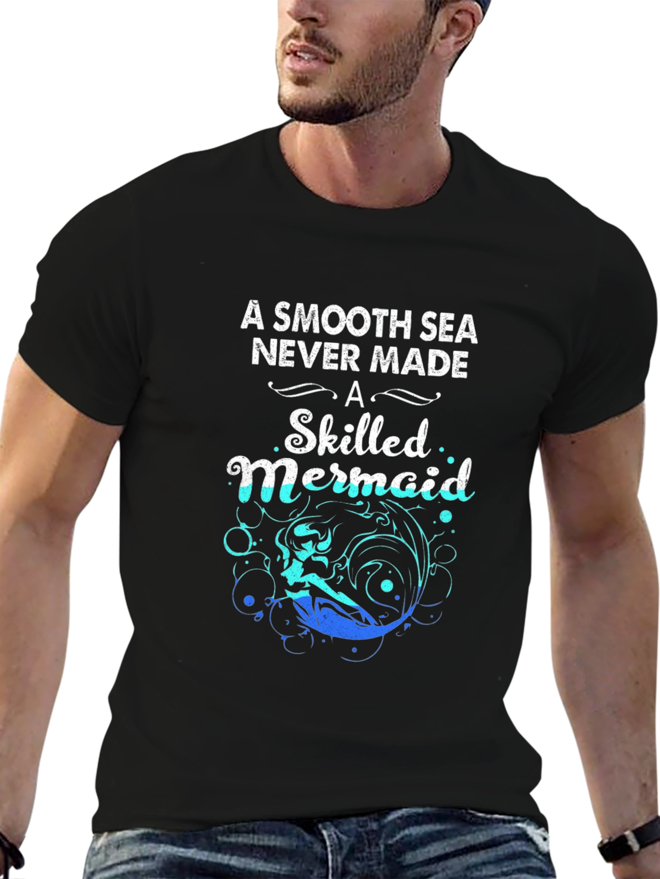 Mermaid Graphic T-Shirt: Smooth Seas Skilled Mermaid